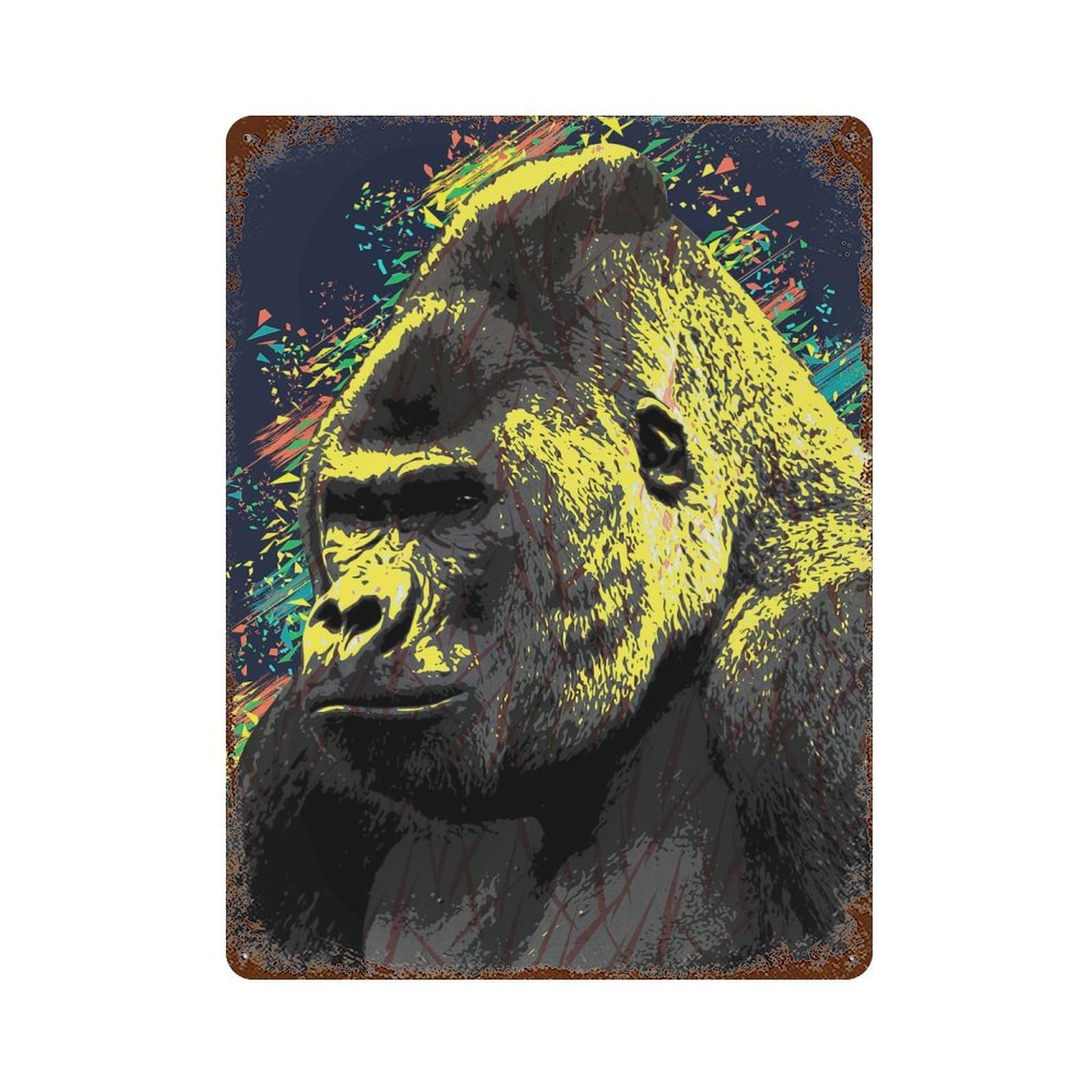 Vintage Rust Metal Sign The Gorilla Stares 15.7"x11.8", Shabby Chic Decor for Cafe, Home Bar And Lounge Decor