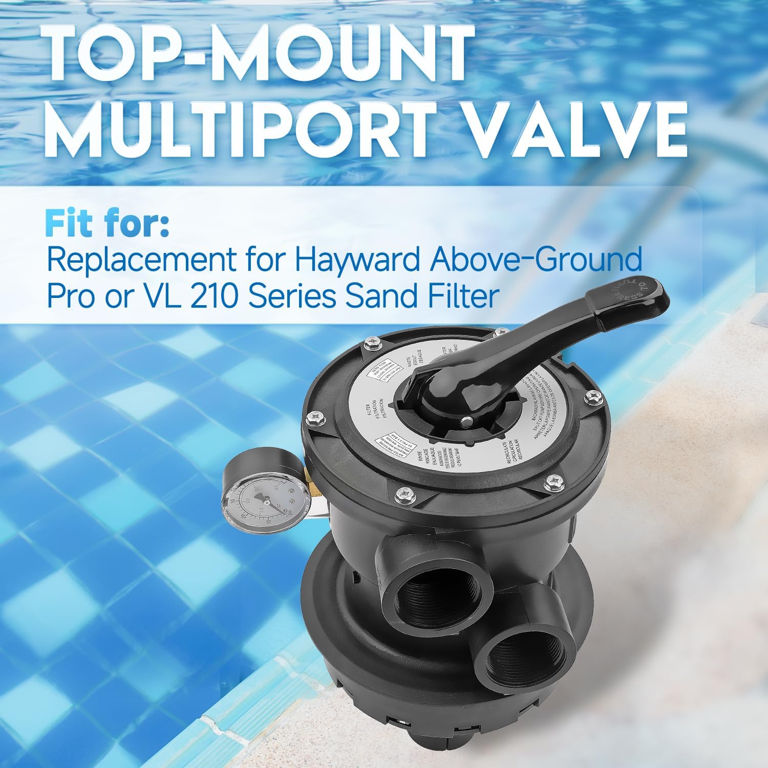 SP0714T Top-Mount Multiport Valve Fit for Hayward SandMaster Sand Filters SM1700T | Fit for Hayward SwimPro Sand Filters SW196T | Fit for Hayward ProSeries Sand Filters GM140.GM142