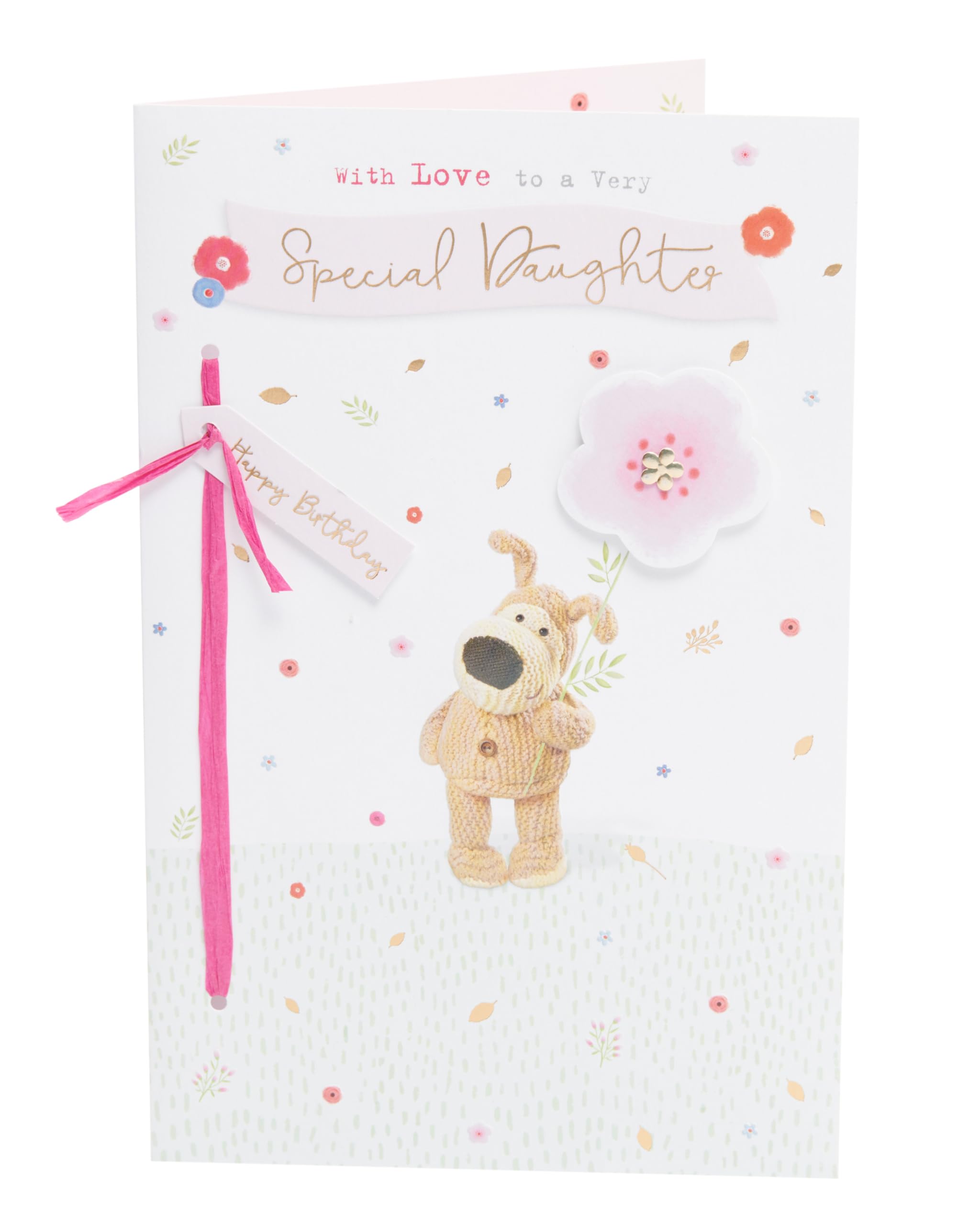 Boofle Biglietto di compleanno per figlia, regalo di buon compleanno, per lei, ragazze, donne, grazioso design con palloncino a forma di cuore, con busta, 155 x 235 mm