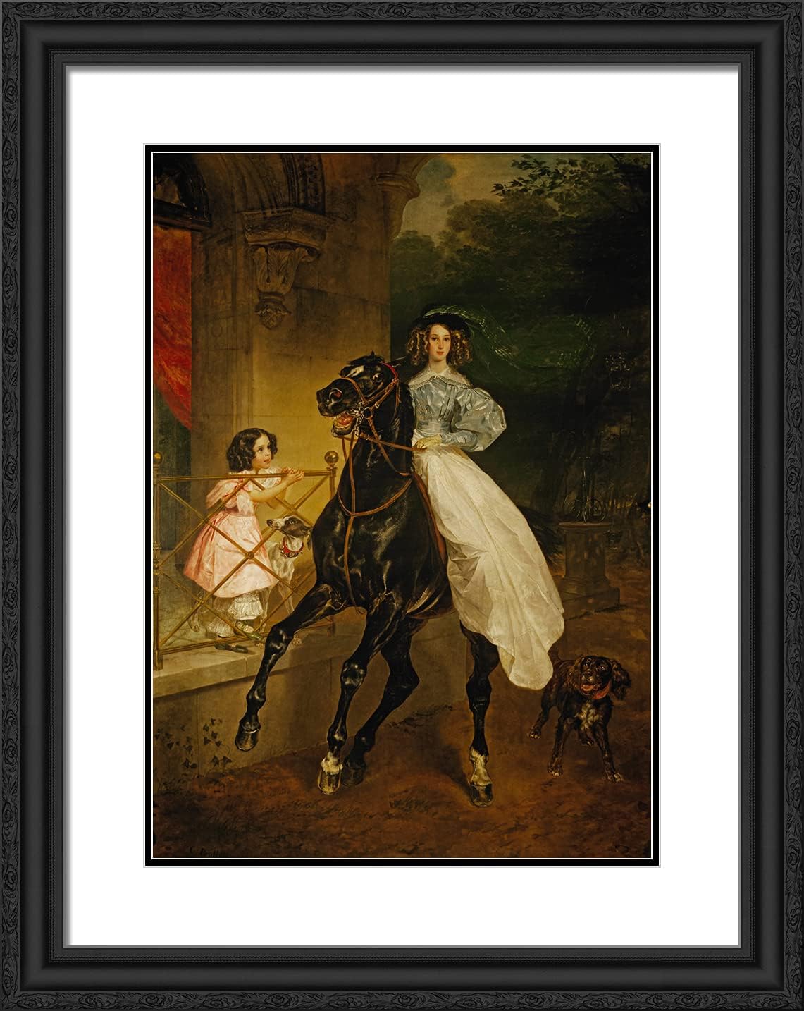 ArtDirect Bryullov, Karl 19x24 Black Modern Framed Art Print Titled: Rider Portrait of Giovanina and Amacilia Pacini the Foster Children of Countess Yu P Samoilova