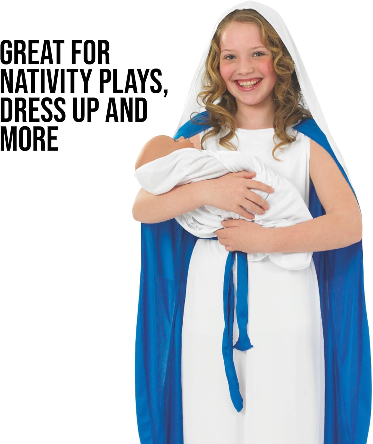 fun shack Virgin Mary Costume for Girls, Mary Costume for Kids, Christmas Costumes Kids, Nativity Costumes Girls - Image 4