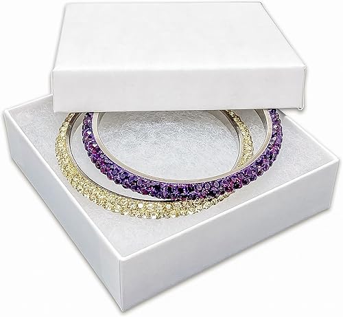Miniatura 2 de TheDisplayGuys - Paquete de 25 cajas de cartón rellenas de algodón #33 para joyas, color blanco mate (3.5 x 3.5 x 1.0 pulgadas), para envío o