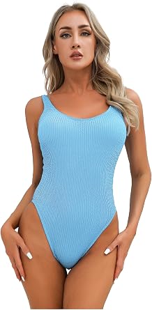 Alvivi Womens High Cut Thong Leotard Bikini Bodysuit U Neck Sleeveless One Piece Swimsuit