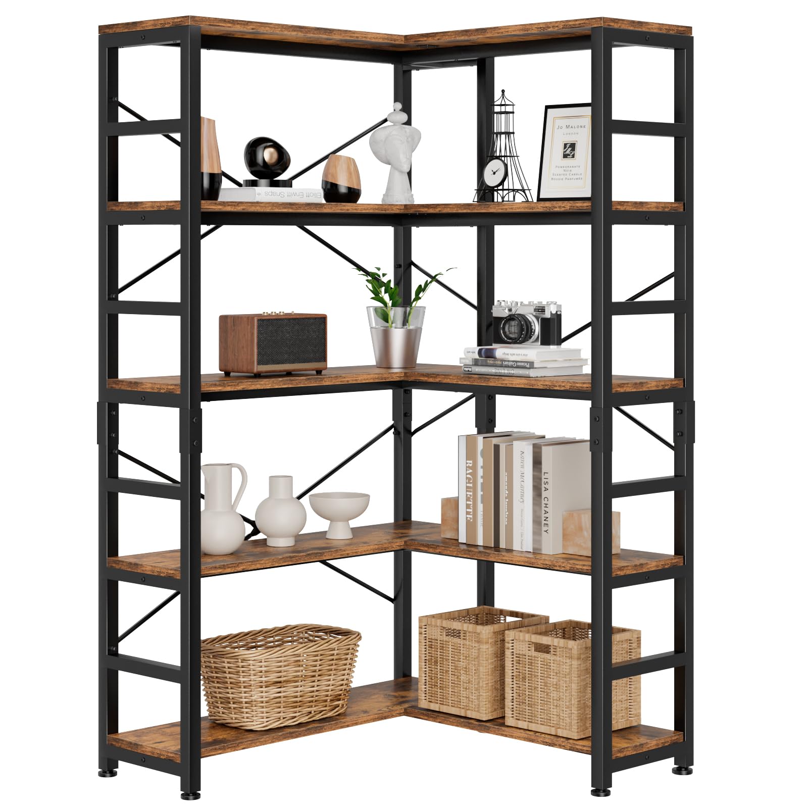Amazon.com: NUMENN 5 Tier Corner Bookshelf, Modern Corner Bookcase
