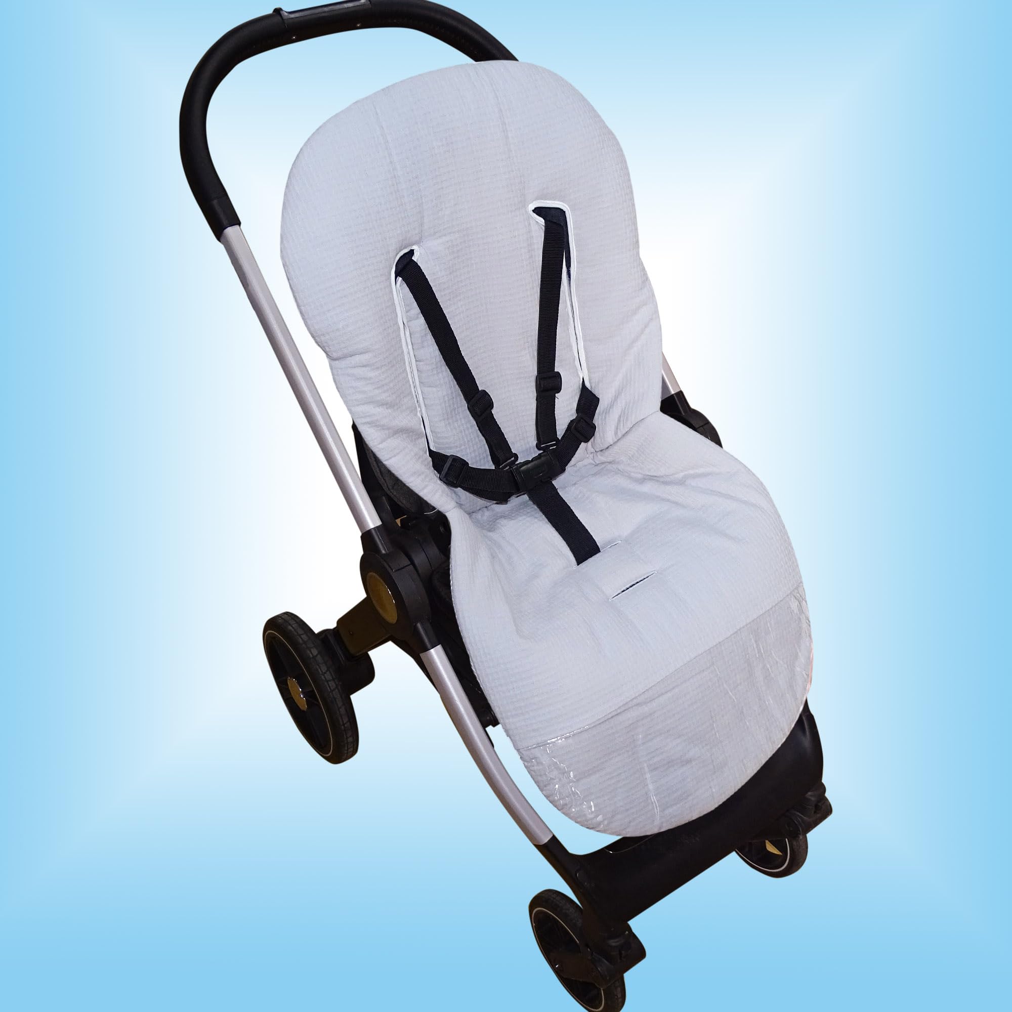 Colchoneta Universal para Silla de Paseo 90x43 cm, Transpirable con Malla 3D de Suave, Compatible con Carritos de Bebé, Ideal para Verano y Uso Diario, Lavable (Walff Gris)