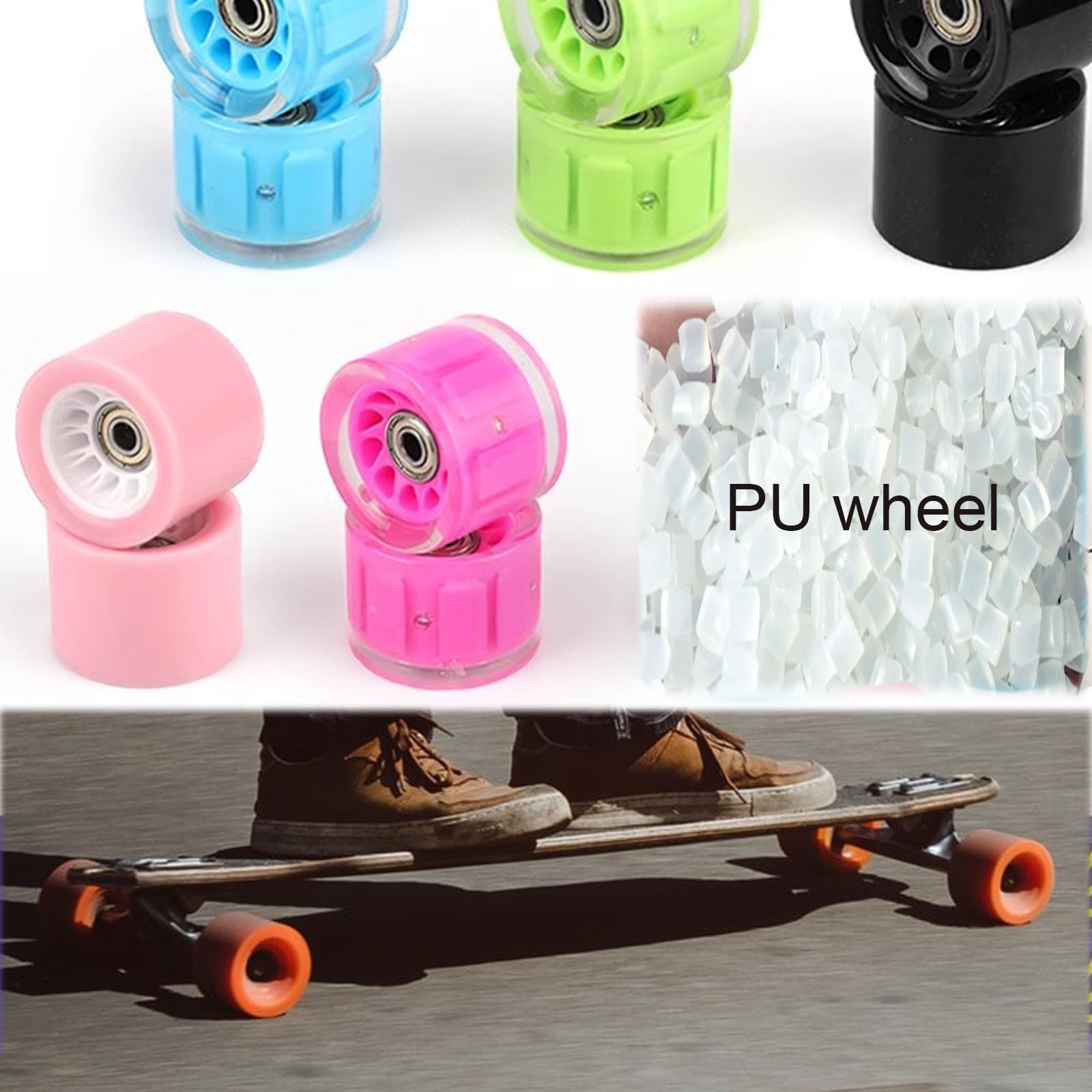 Skateboard Achsen Set Skateboard Achsen und Rollen Set Flash LED Skateboard Rollen und Kugellager Set 60 mm mit Skateboard Pads Skateboard Werkzeug