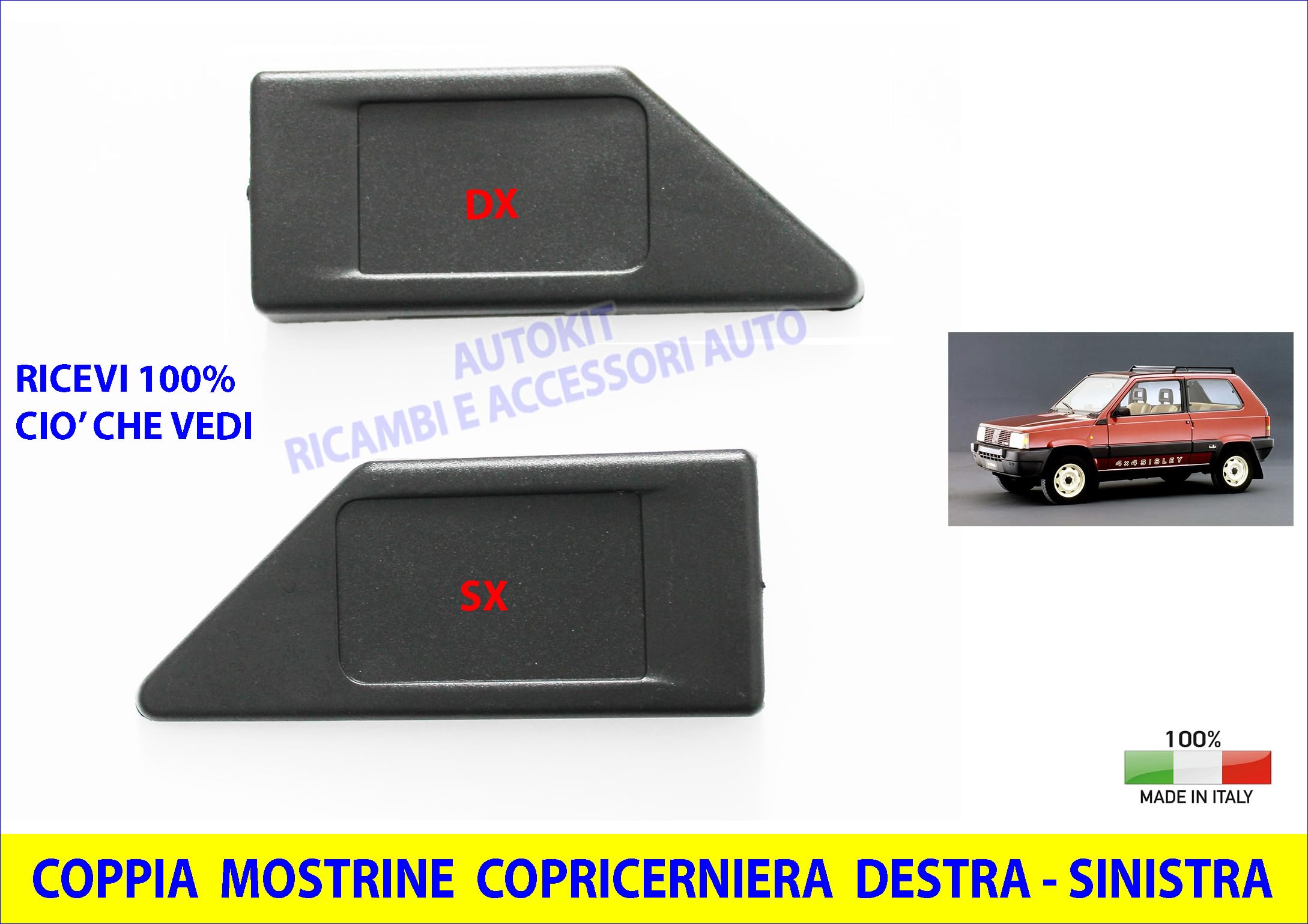 COPRICERNIERA MOSTRINE PORTIERA SPORTELLI Coppia destro - sinistro per PANDA modello 141 prodotte dal 1986 al 2003-21013 - 21014