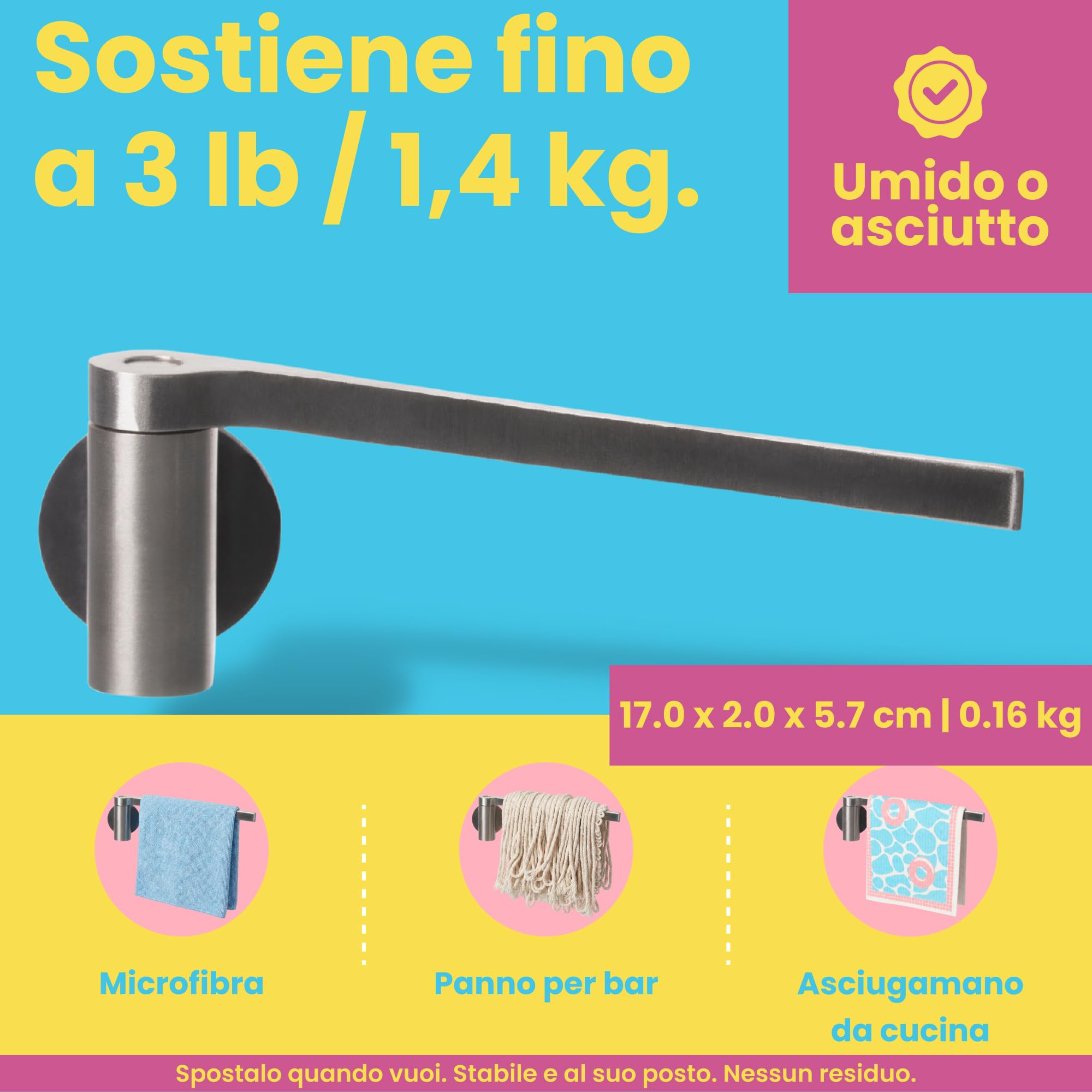 Porta strofinacci magnetico per lavello della cucina - Magnete potente - Organizer per lavello della cucina - Porta strofinacci magnetico da cucina (acciaio)