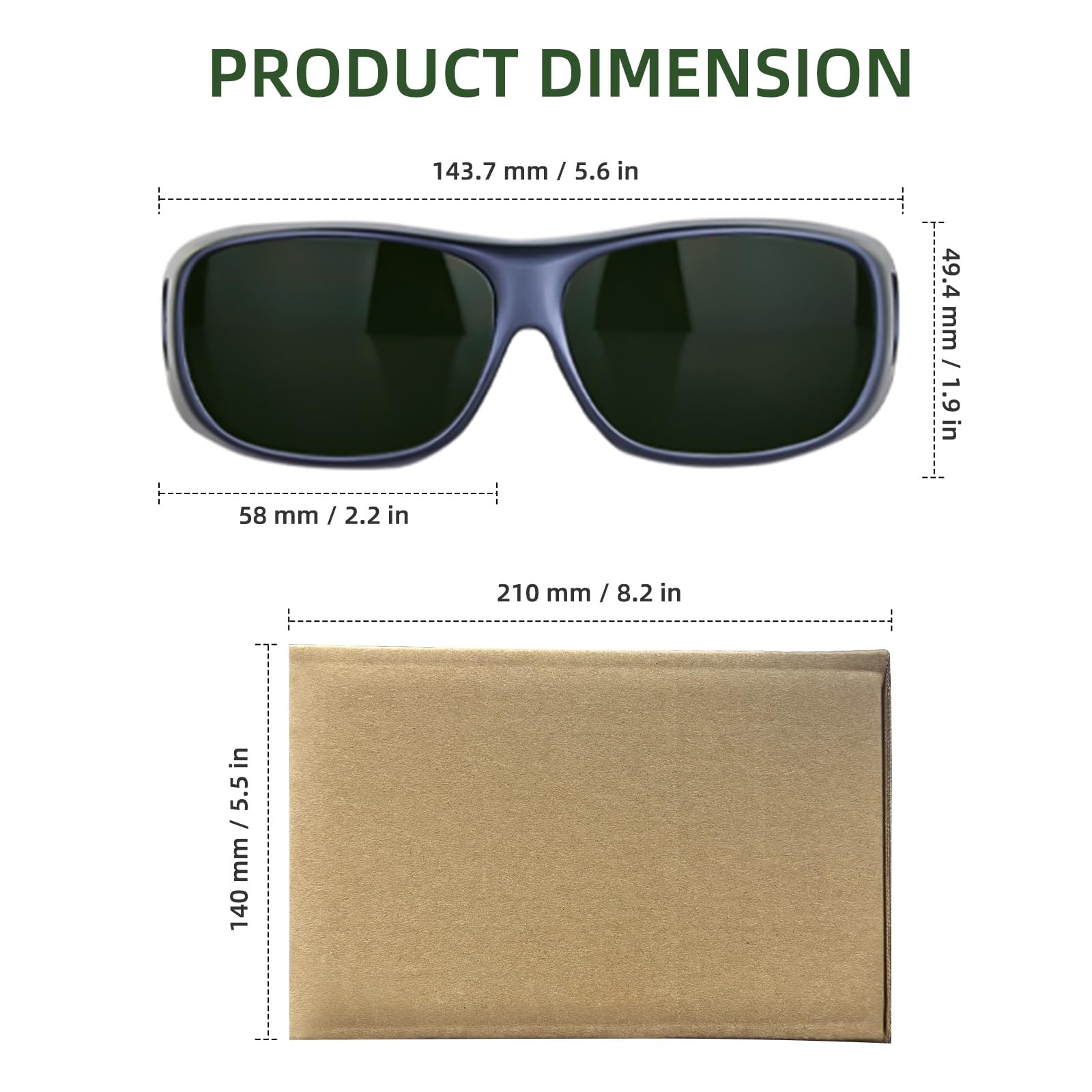 Gafas de soldadura envolventes de seguridad, gafas de soldadura antiarañazos, antideslizantes, protección UV, protección láser, protección IPL200-2000 nm, gafas de seguridad n.º 8, color 5 unidades