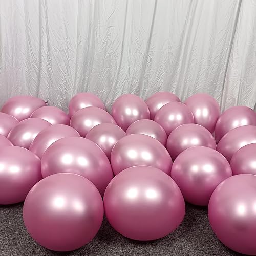 Miniatura 3 de Globos cromados de color rosa metálico de 12 pulgadas, paquete de 50 globos de látex de KIRIKOU para cumpleaños, boda, aniversario, baby shower,