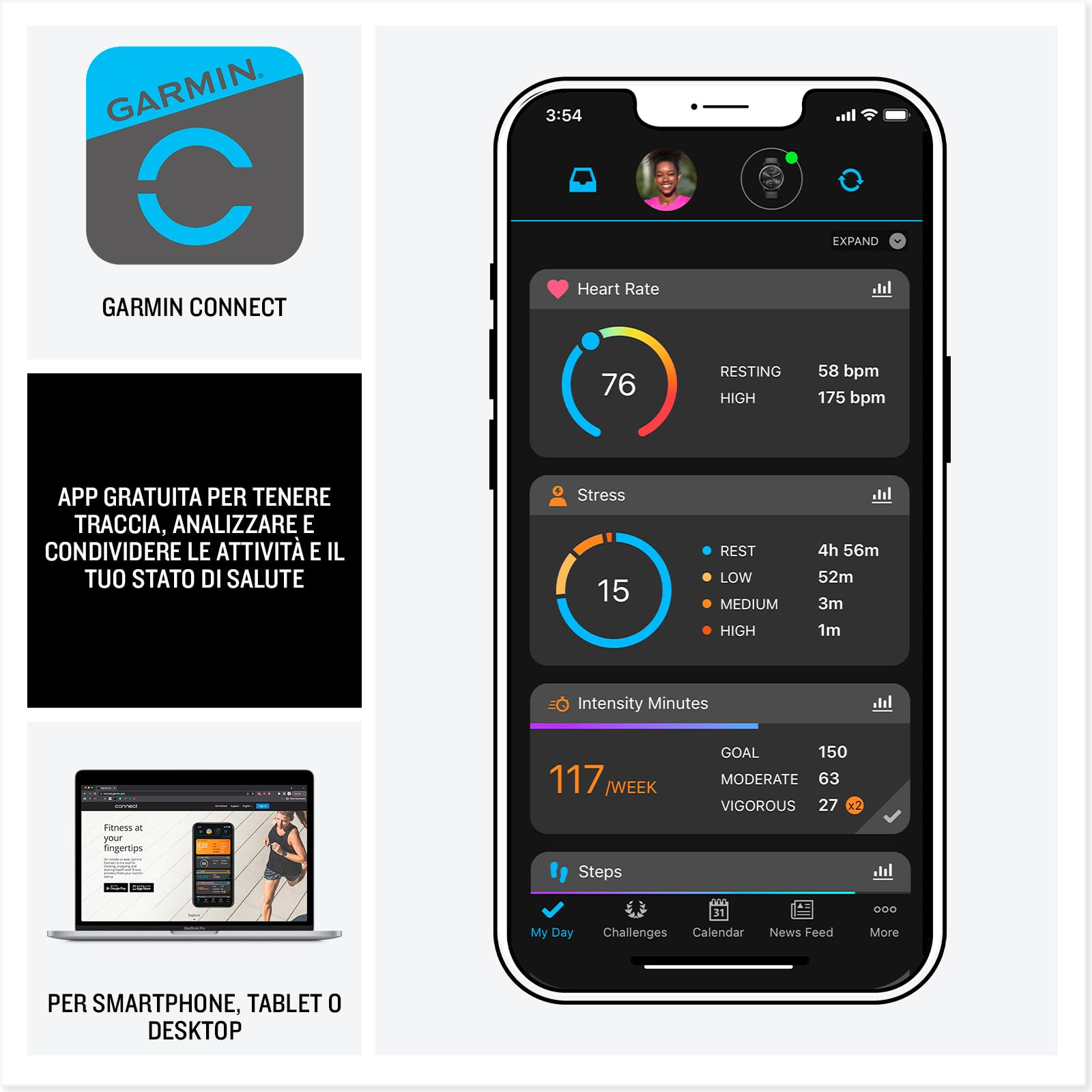 Garmin Forerunner 165, Smartwatch per la corsa, 43mm, GPS, Cardio, VO2max, Report mattutino, HRV Status, Piani gratuiti 5K, 10K e 21K, Training Readiness, Pay (Black & Slate Gray)