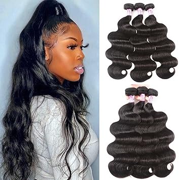 Beauty Forever Indian Body Wave Hair 3 Bundles Hair Extensions 100% Unprocessed Human Virgin Hair Weaves Natural Color 95-100g/pc (10 12 14)