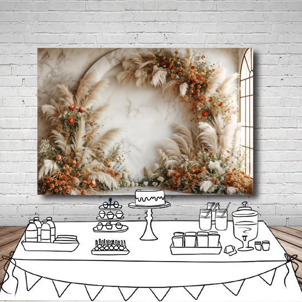 Toile De Fond Bohème MEHOFOND Arche Florale Pampa 2,1x1,5m - Photographie