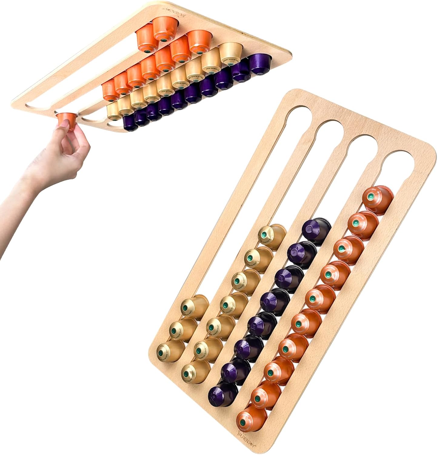 Adhesive Coffee Pod Holder for Nespresso Original Line, Coffee Pod Storage, Holds 40 Espresso Pods, Vertical or Horizontal Mount, Small (one pack)