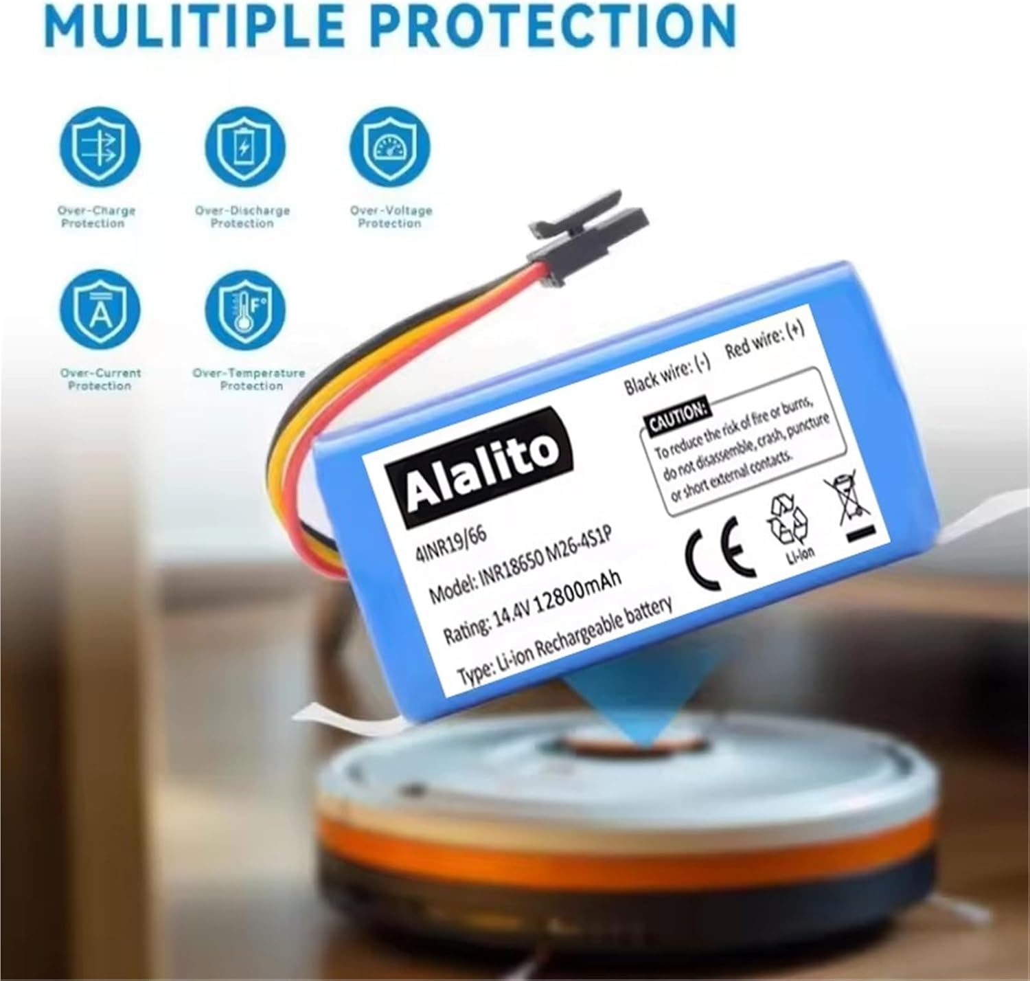 Battery，Compatible For 360，S5 S7 S7Pro T90 X9 3000mAh 14.4v Robotic Vacuum Cleaner Replacement Batteries Part(3000mAh 1pcs)