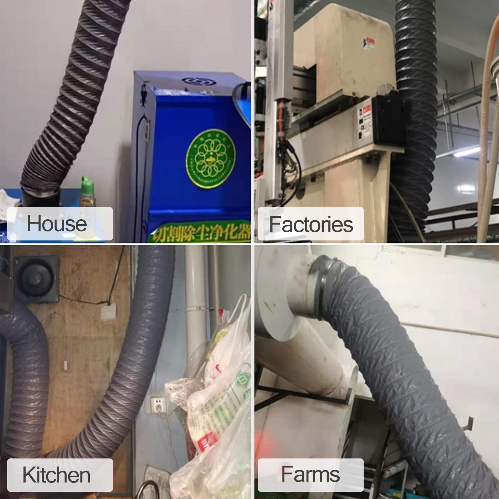 Tubo flexible 10 5 2 M Manguera De Conducto De Nylon Flexible Aislada Para Ventilador De Escape -20 A 200°F, Rosca Conducto Aire Inducción Tubo Admisión Interior Exterior(L 2m/6.5ft,6 In/150 MM)