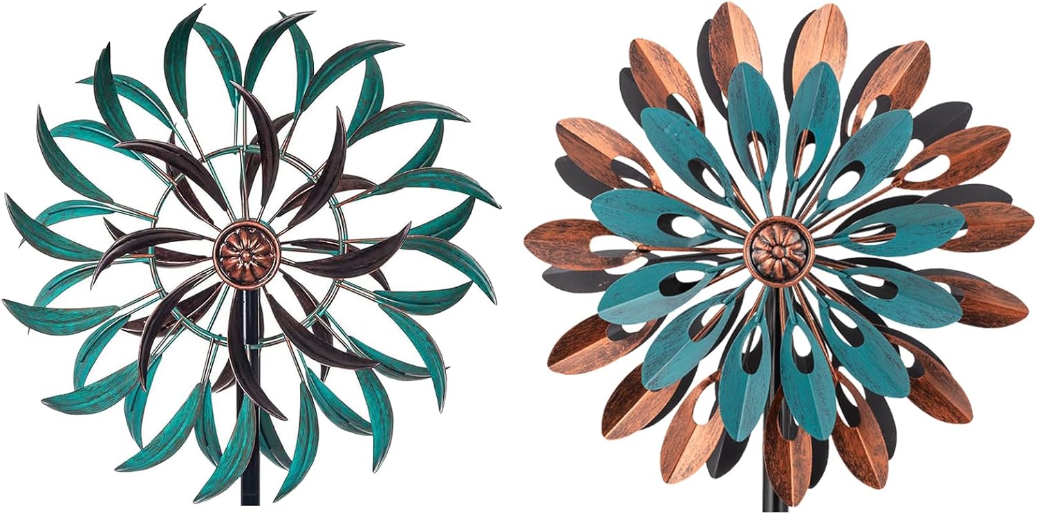 VEWOGARDEN 360° Outdoor Wind Spinner+360° Outdoor Metal Wind Spinners for Yard Garden Lawn Patio Decorations