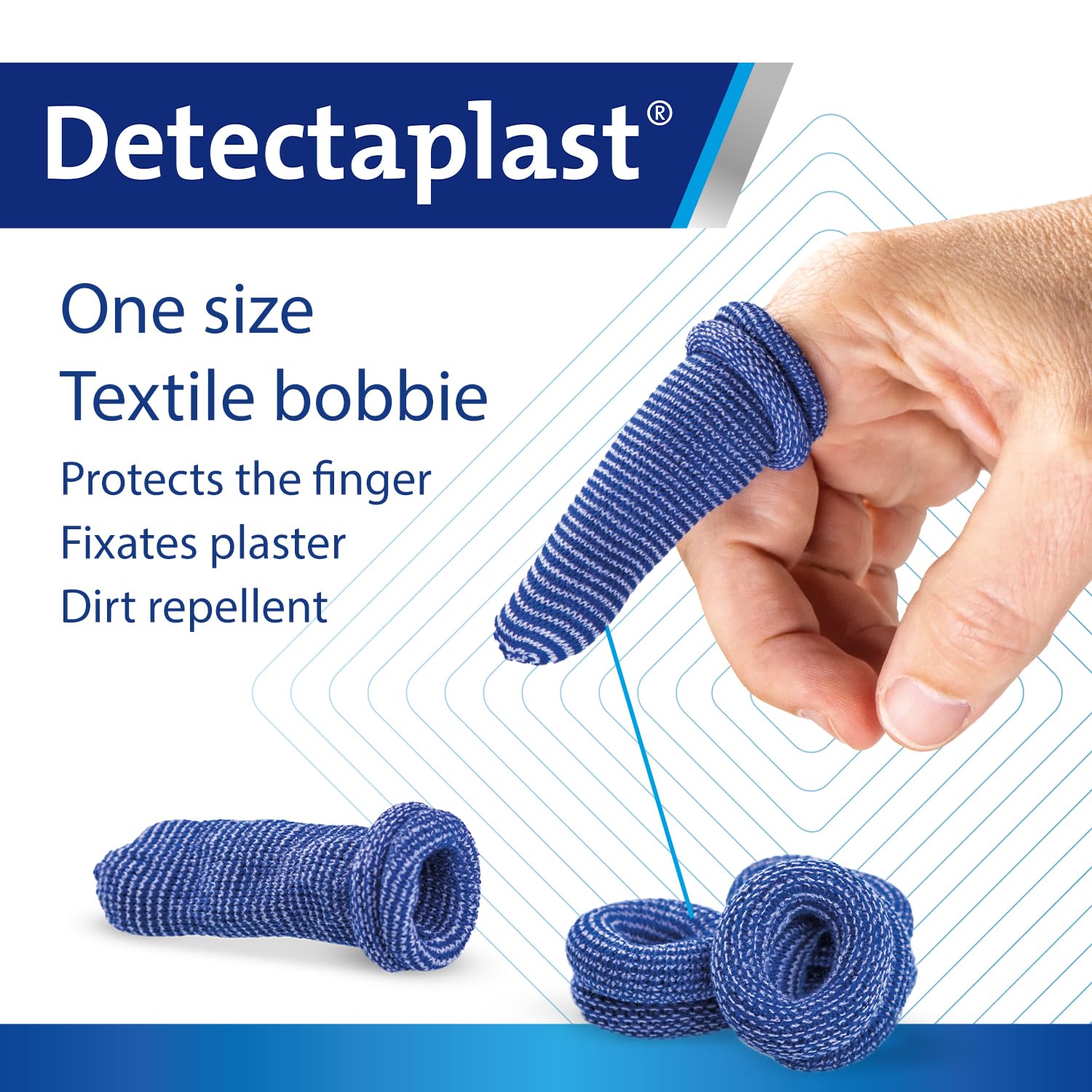 Cerotto Detectaplast per dito medio, benda blu per dito per l’uso nel settore della ristorazione, protezione per dito in caso di lesioni, resistente allo sporco, 30 pezzi