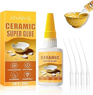 Keramikkleber Extra Stark, Sekundenkleber für Keramik, Porzellankleber Wasserfest,Transparent Hitzebeständiger Keramik Kleber für Geschirr, Porzellan,Ton,Vasen,30g