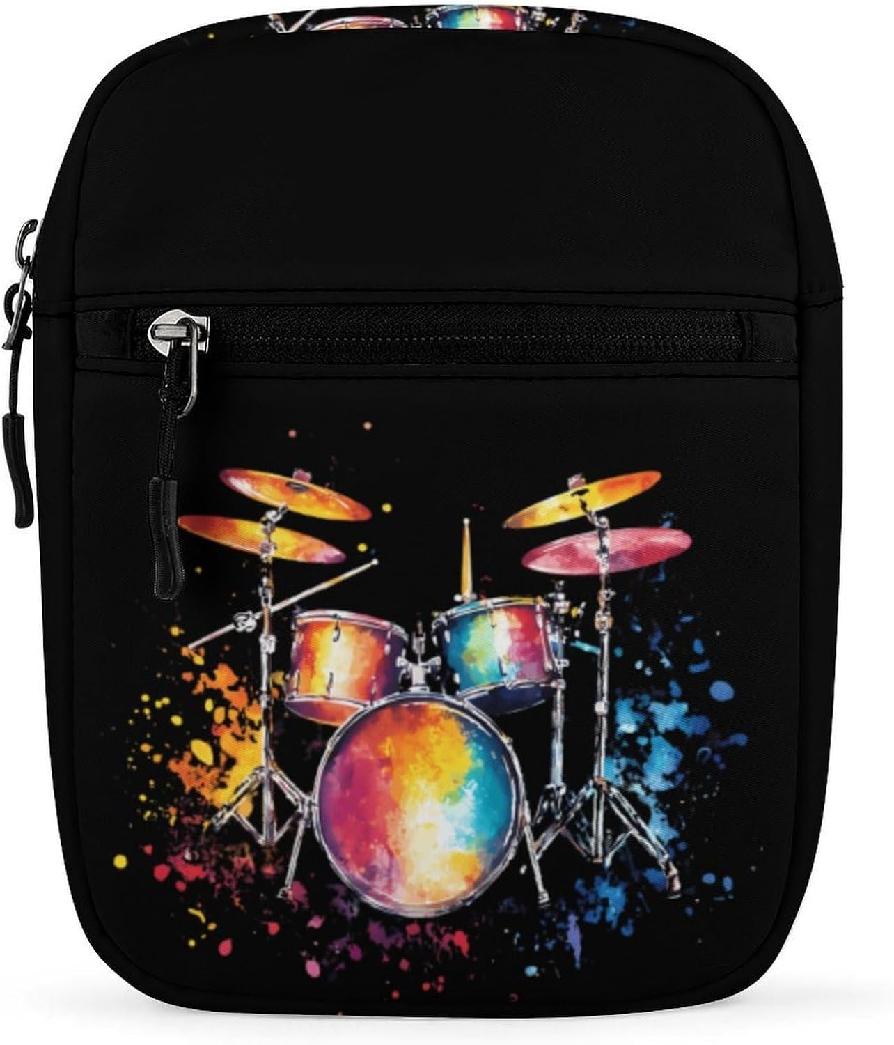 Watercolor Drum Splashes Small Crossbody Bag Sling Shoulder Satchel | for women men,work travel workout,detachable and adjustable shoulder strap