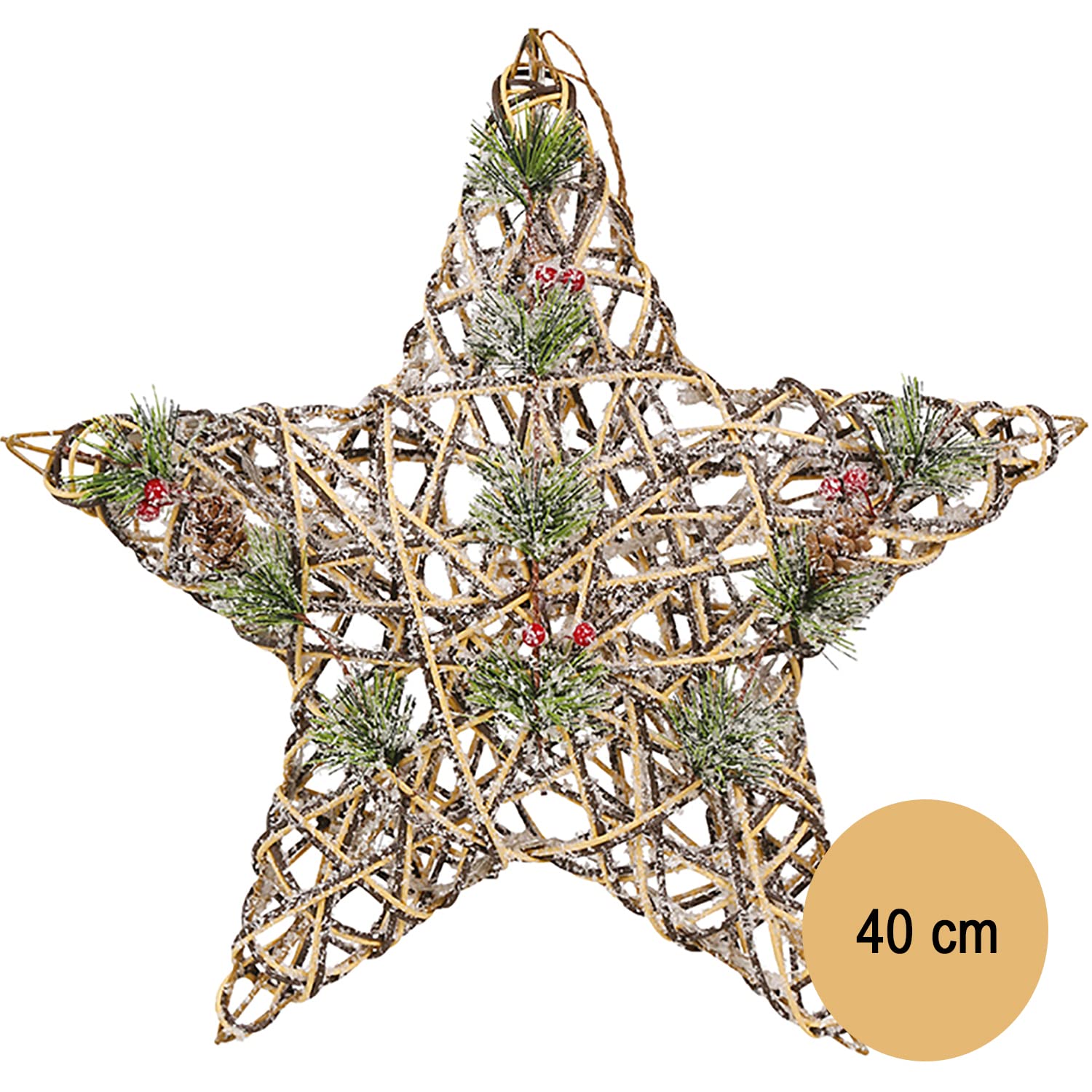Estrella de 15 Led de Mimbre a Pilas de 40 cms