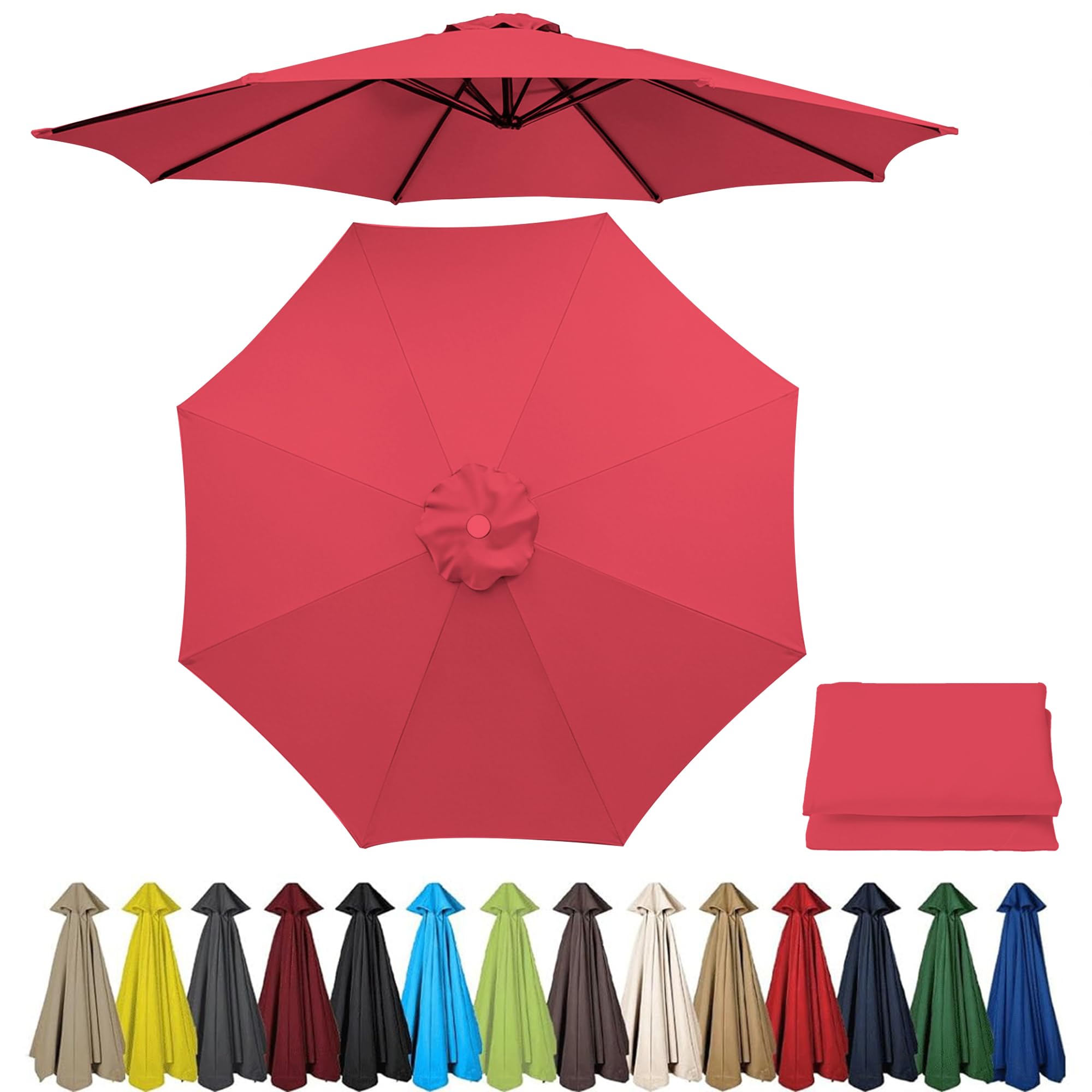 Zteiuqx 2m/2.3m/2.5m/2.7m/3.0m/3.5m Parasol Replacement Canopy and Fabric Cover for Garden Umbrella, Umbrella Canopy Replacement Outdoor 6/8 Rib