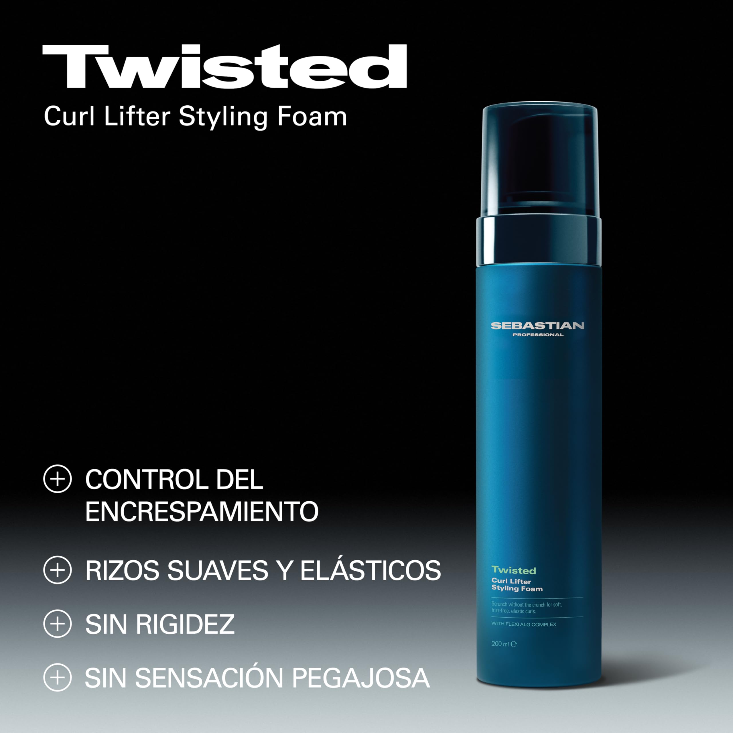 Sebastian Professional Twisted Curl Lifter | Espuma de Styling | Rizos Sin Encrespamiento ni Sensación Pegajosa | Definición y Flexibilidad para Rizos y Ondas | Ideal para Cabello Rizado | 200ml