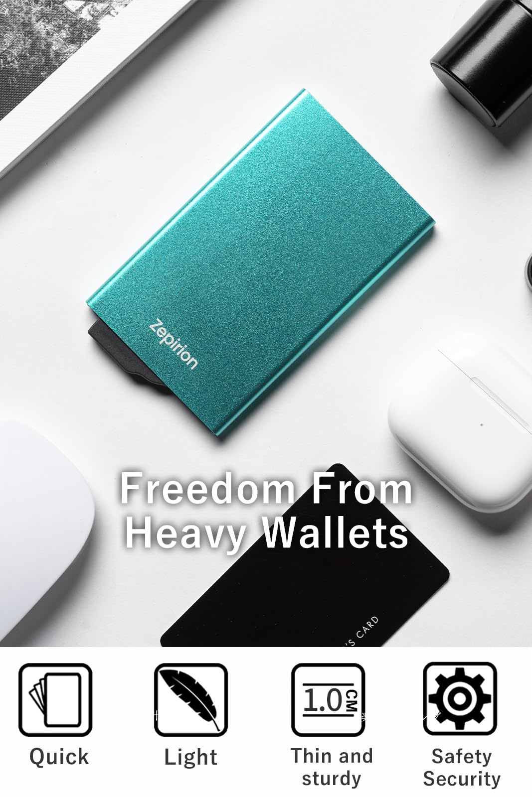 zepirion Slim Aluminum Card Holder Wallet for Men, Durable Expandable Back Poket, RFID Blocking Minimalist Metal Pop Up Wallet, Cards Plus Cash Quick Wallet2 (Rose Gold)