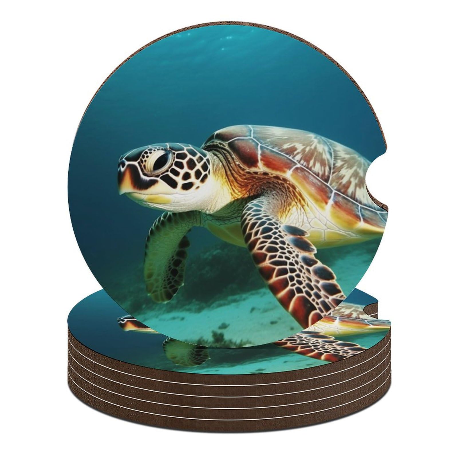 Dessous de verre voiture tortue de mer pour éviter les taches de café et les coulures