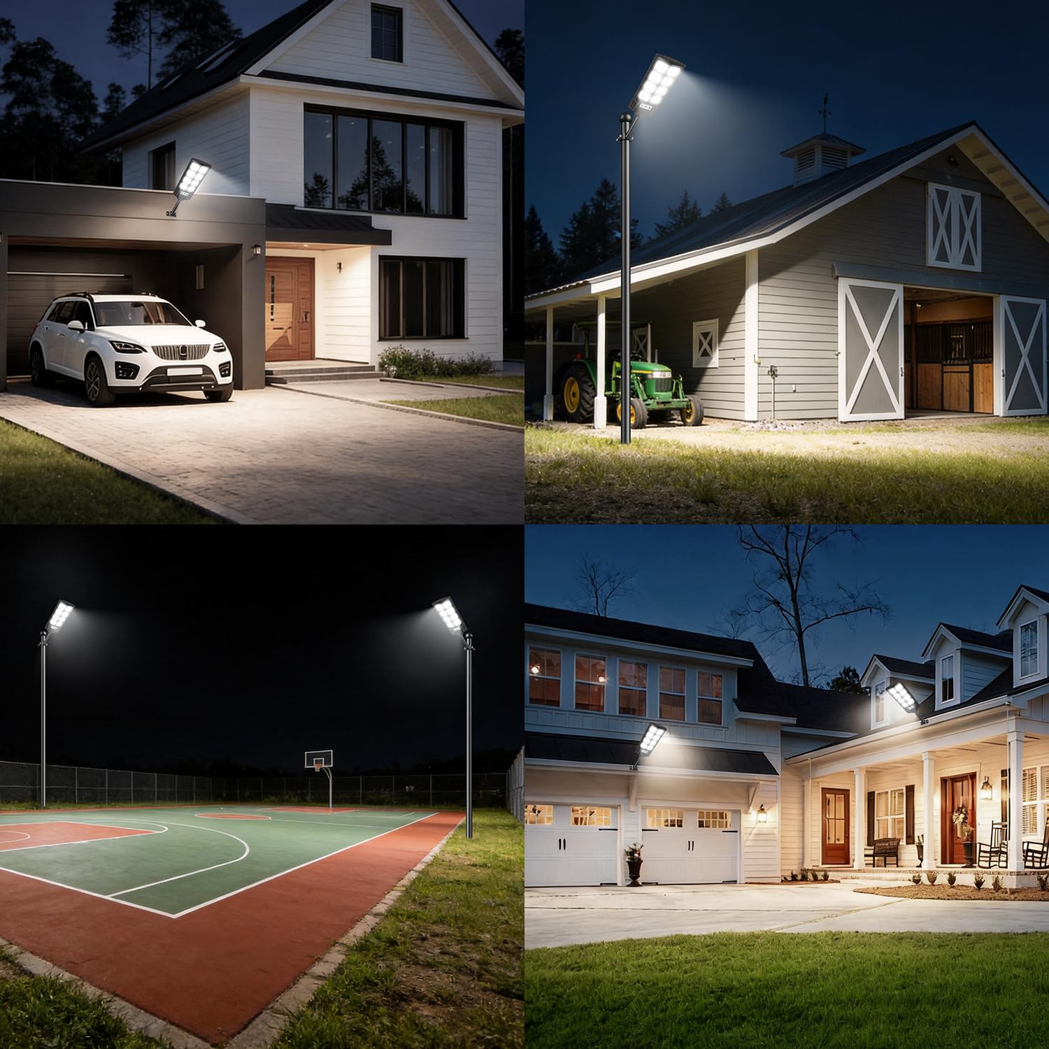 600W Lampione Solare Led Esterno 4 pezzi, 6500K IP65 Impermeabile Faretto Stradale con Sensore di Movimento, Lampioni da Giardino Esterno Solari Lampada Stradale Solare per Garage Strada