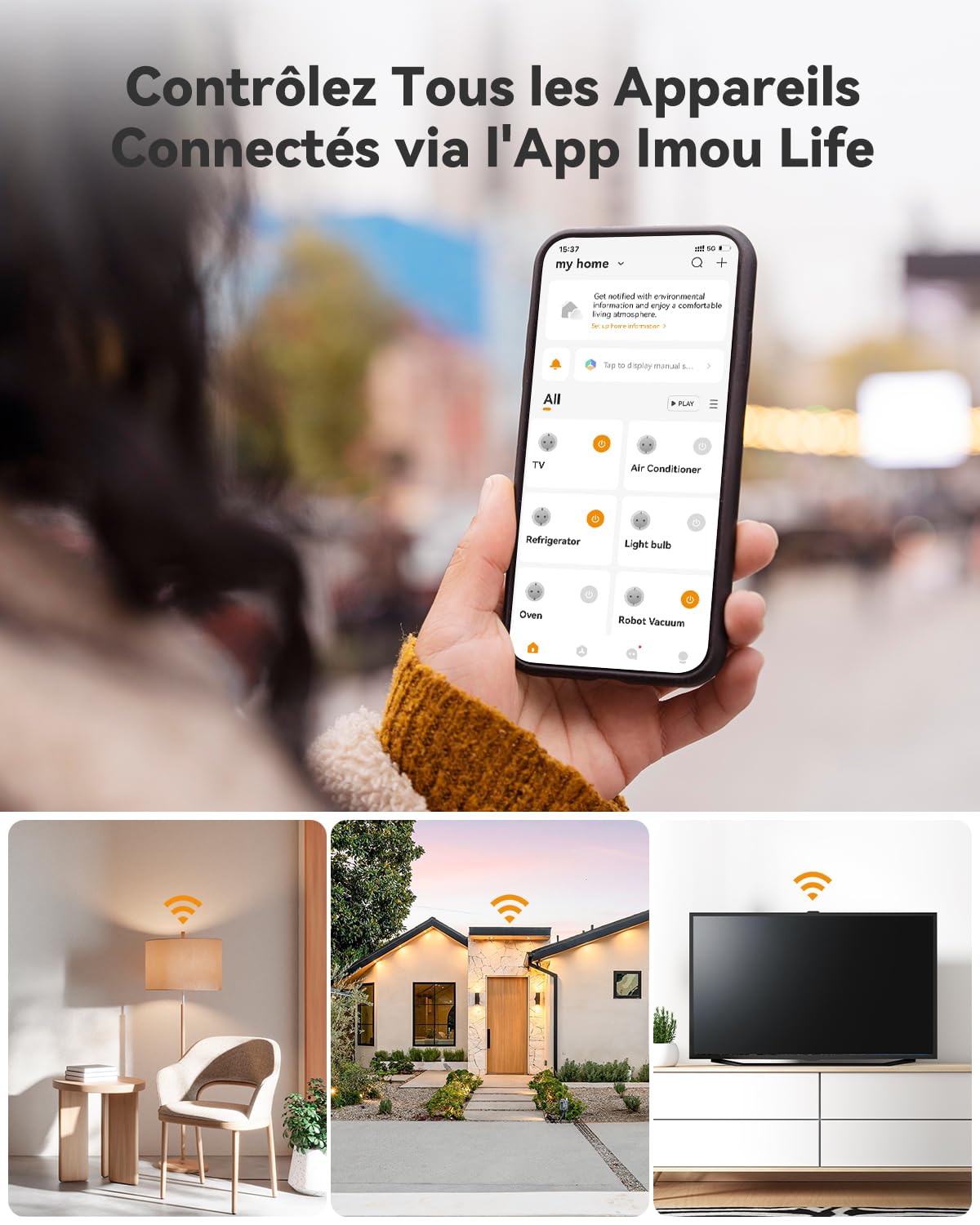 IMOU CE2P Smart Plug, Prise WiFi 16A avec Surveillance d'Énergie, Moniteur de Consommation Électrique, Certifié MATTER, Contrôle à Distance par Application, Compatible avec Alexa & Google(4 Pièces)