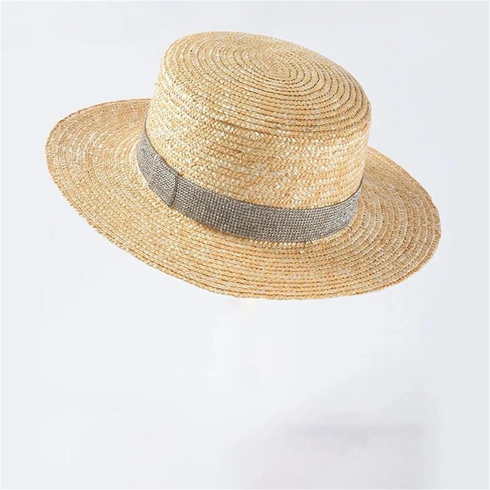Sombreros de paja de verano para mujer, sombrero de playa con diamantes de imitación
