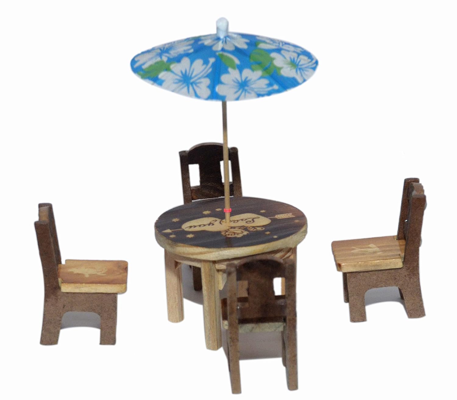 KANHAIYAJI Cute Miniature Dinning Table | Furniture Doll House Dining Room Table Play Wooden Toy for Kids 3+ Years-Brown