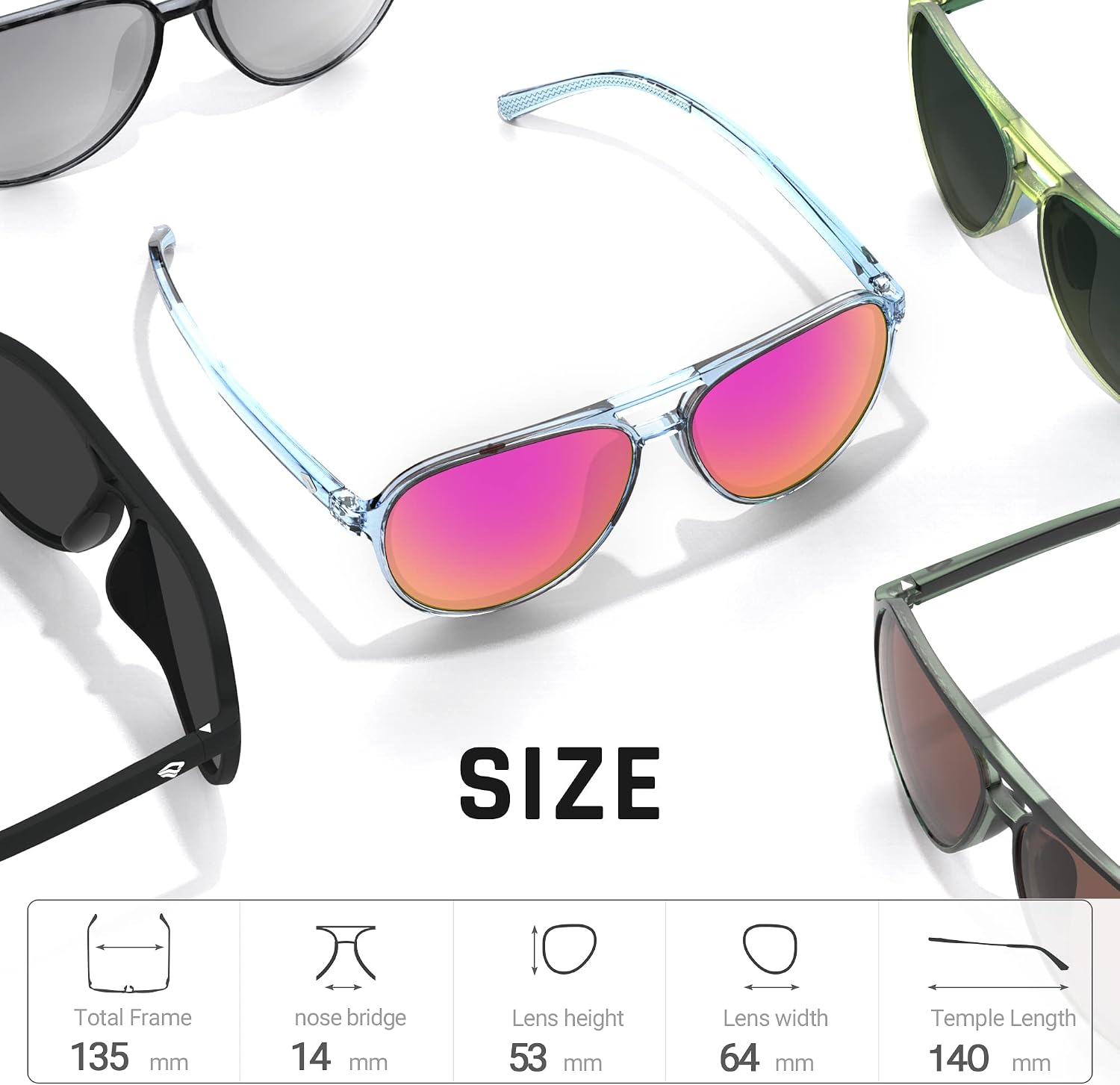 Aviator Sunglasses Polarized Sunglasses for Men Women Sports Glasses Fishing Boating Beach Golf Driving TR75