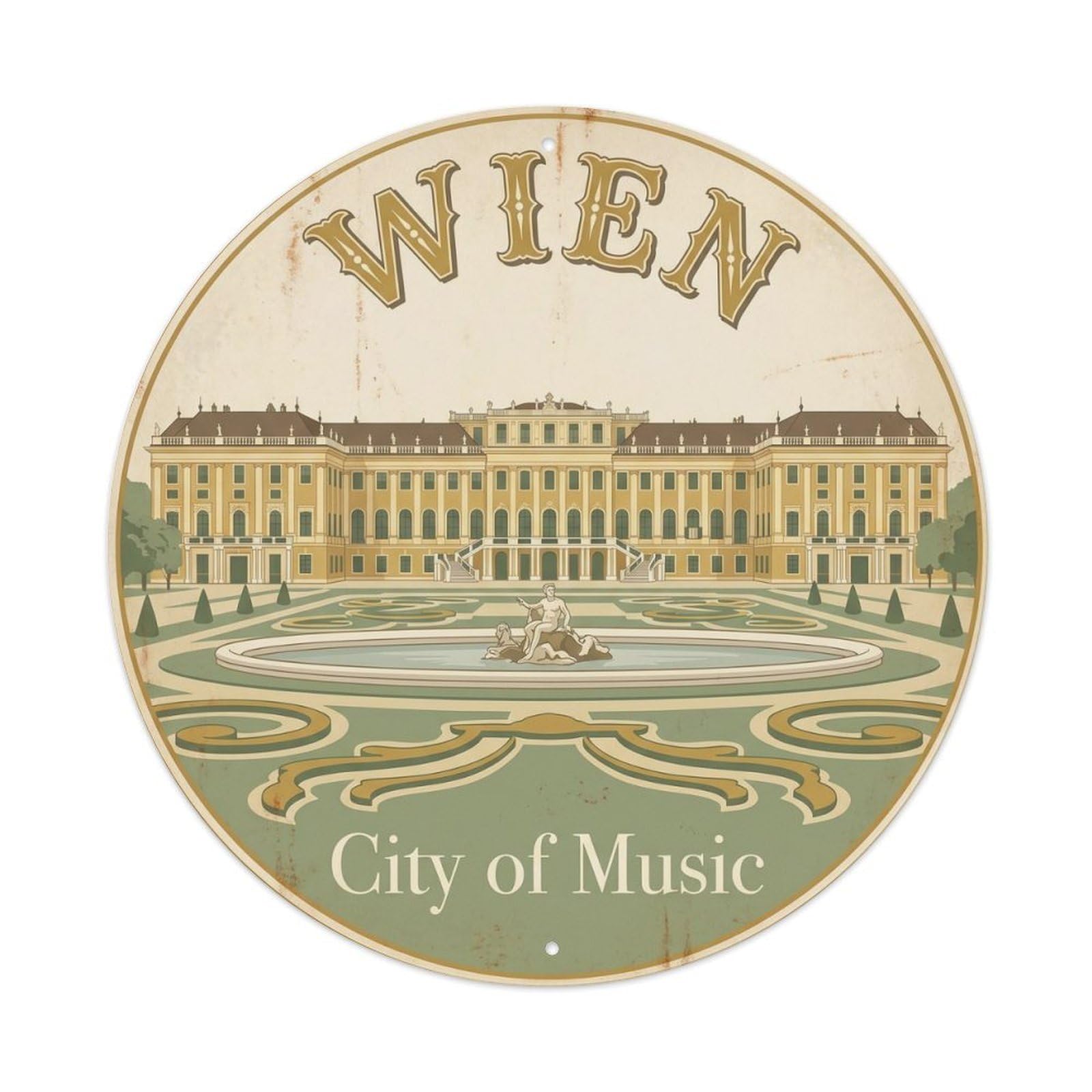 Vintage Travel Vienna Palace Imperial Metal Tin Sign Plaque