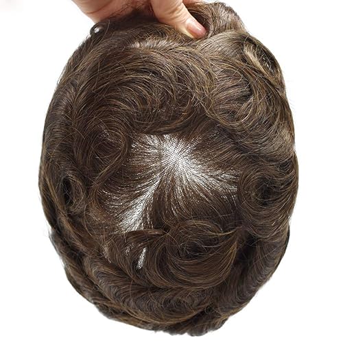 Vista 272 de Mens Toupee Remy sistema de cabello humano para hombres nudo blanqueado tupé pieza de pelo para hombres encaje francés tupé para hombres postizo 7X9