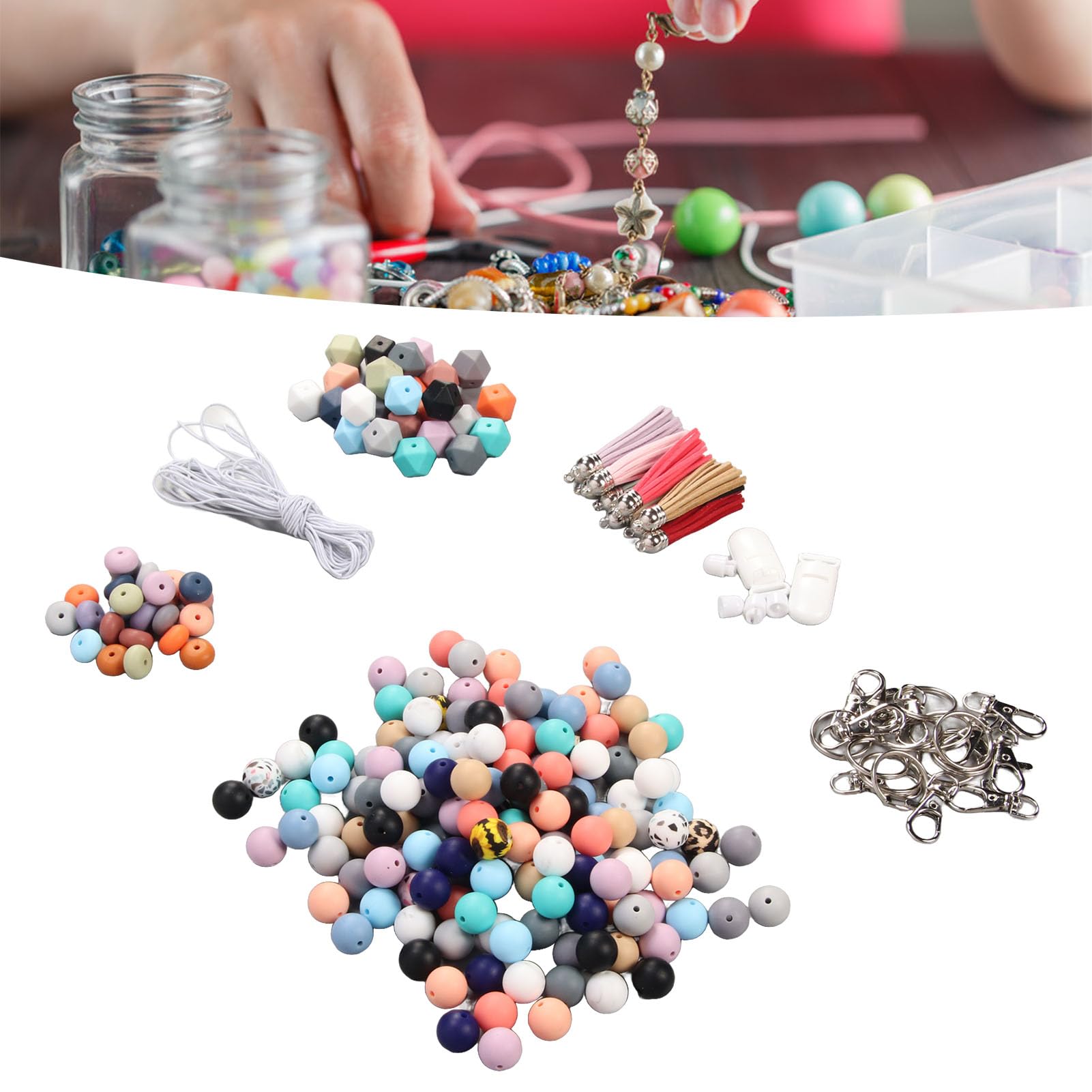 BREANIFULL Kit per la creazione di portachiavi con perline a