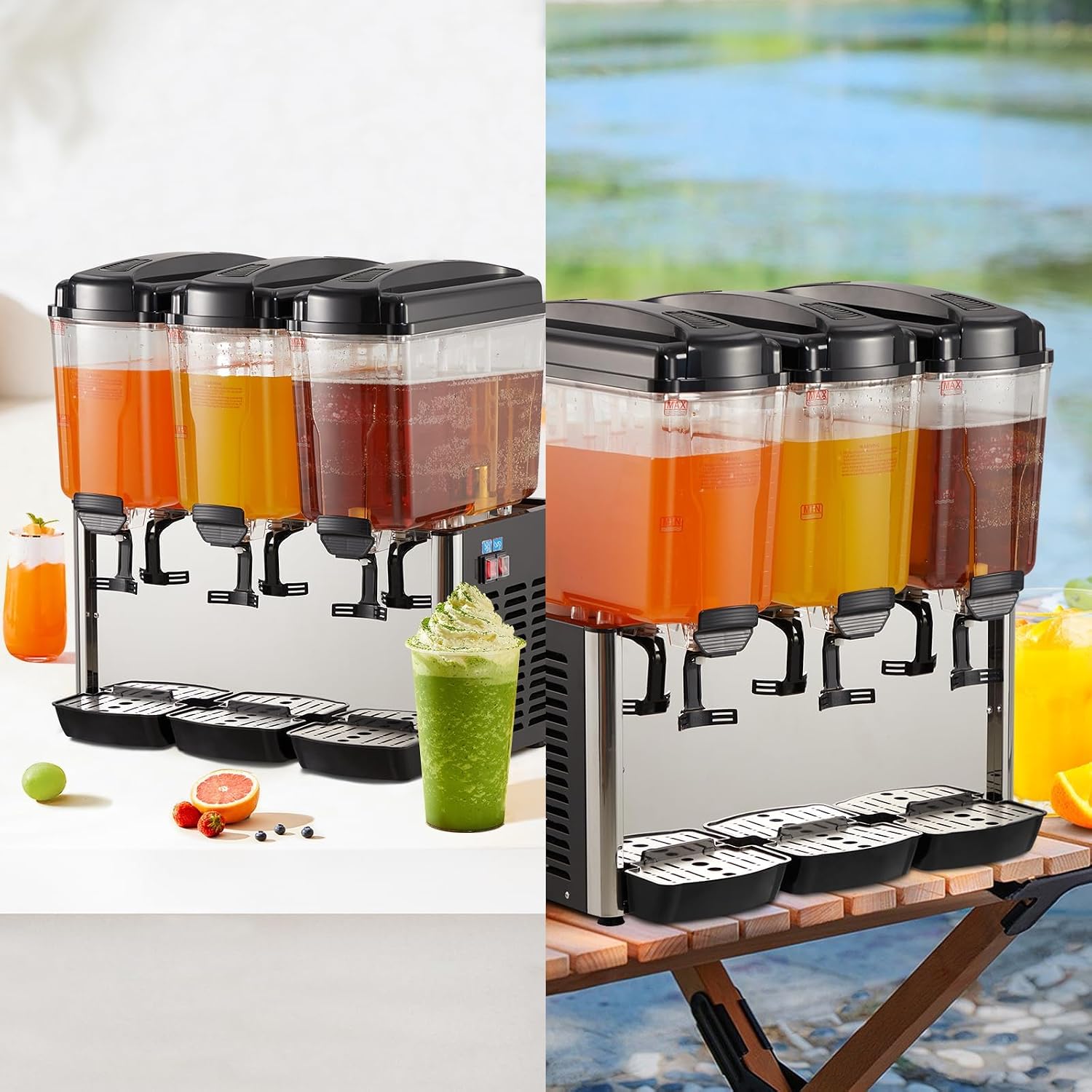 Commercial Beverage Dispenser Drink Dispenser,Stainless Steel 1 Black 14.5 gal Food Grade Material Stainless Steel Commercial Slushy Machine With Thermostat Controller for Cold Drink Restaurant Hotel
