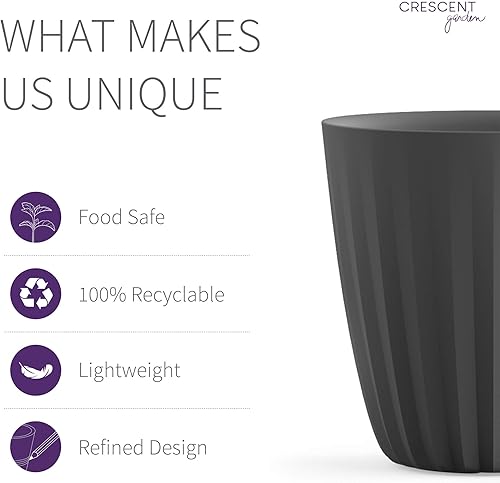 Miniatura 4 de Crescent Garden Maceta plisada, maceta grande para exteriores, 23 pulgadas de alto (pizarra)