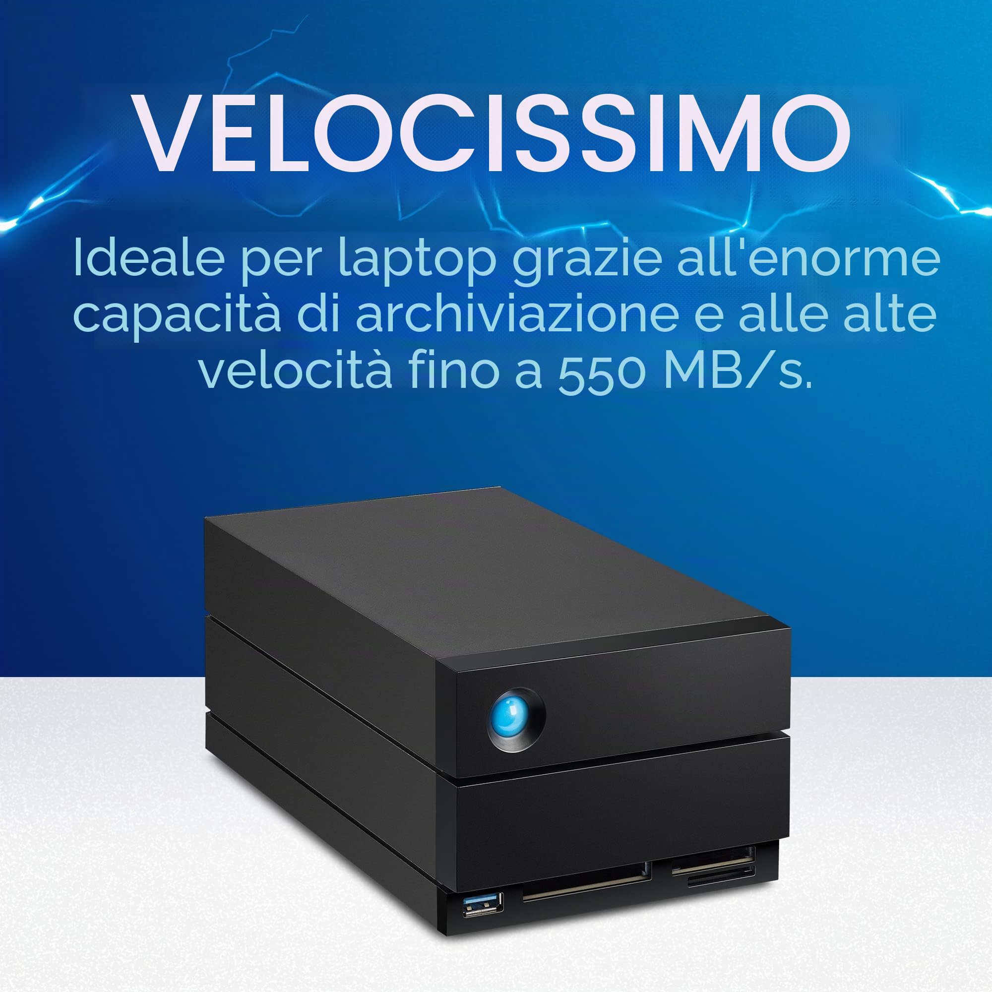 LaCie 2big Dock RAID, 40TB, Unità disco estern, Porte Thunderbolt 4, PC Mac iPad & iPhone, Data Rescue Service (STLG40000400)