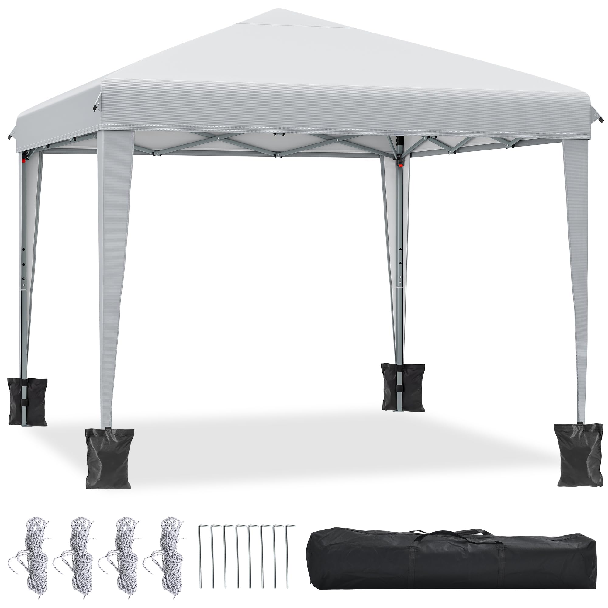 YITAHOME Gazebo 3m x 3m Pop Up Tent with Storage Bag, 4 x Sandbags, Fully Waterproof, Folding Shelter for Weddings, Outdoor Parties, Camping ⟮White⟯