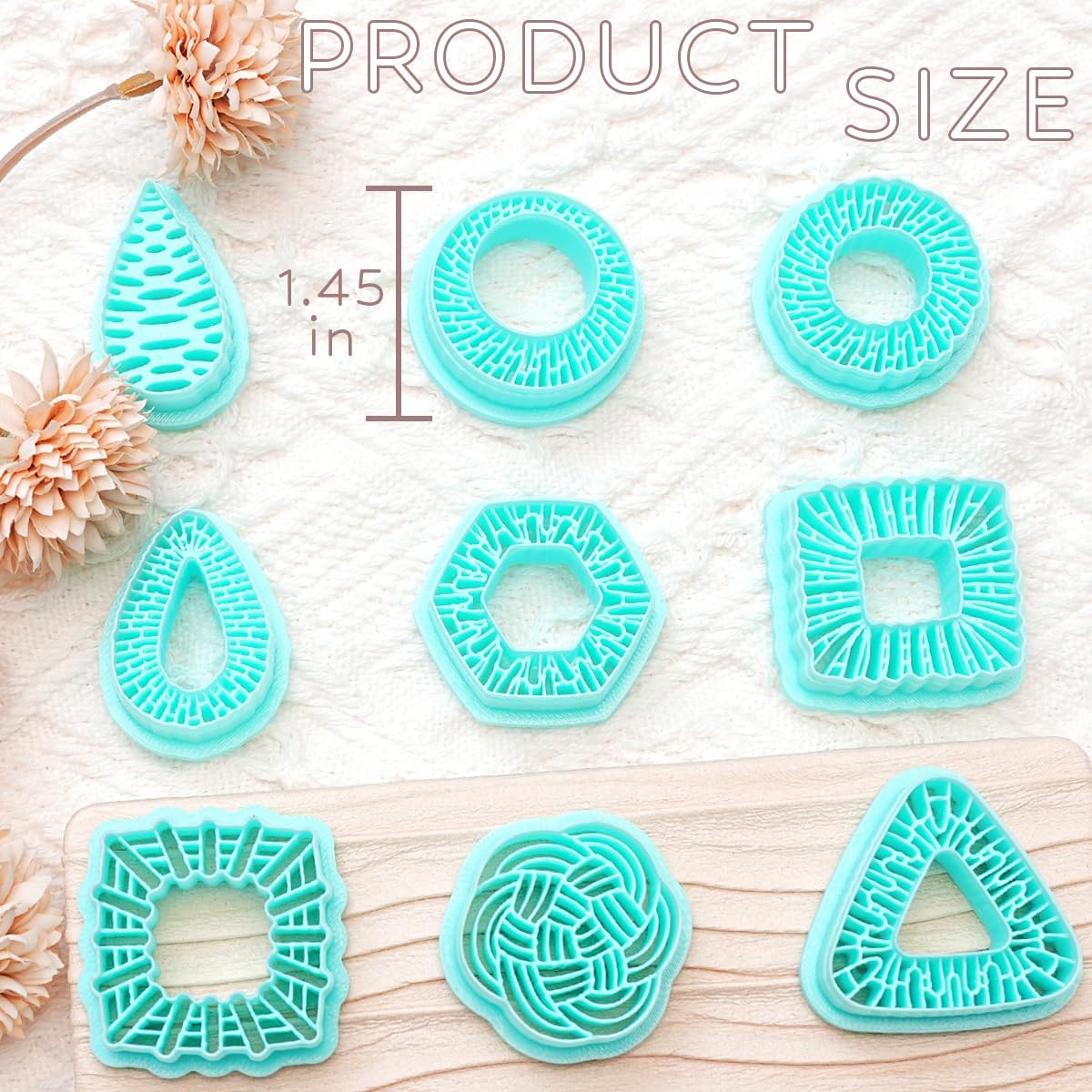 TAINSKY Rattan Polymer Clay Cutters, Boho Polymer Clay Cutters for Earrings, Rattan Circle Polymer Clay Cutters for Earrings Jewelry Making, Rattan Square Clay Cutters for Polymer Clay Jewelry