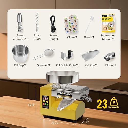 Miniatura 7 de CGOLDENWALL Máquina de prensa de aceite, fabricación automática de aceite, extractor de aceite eléctrico para prensado en frío y caliente,