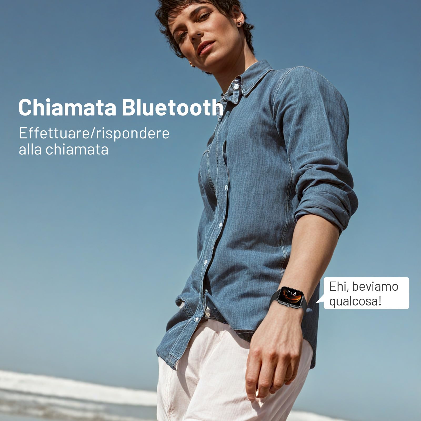 Smartwatch Uomo Donna con Chiamate, 1,83" Schermo Touch HD, Fitness Watch con Monitoraggio Battito/Sonno, Contapassi, 123+ Modalità Sportive, Impermeabile IP67 per Android iOS