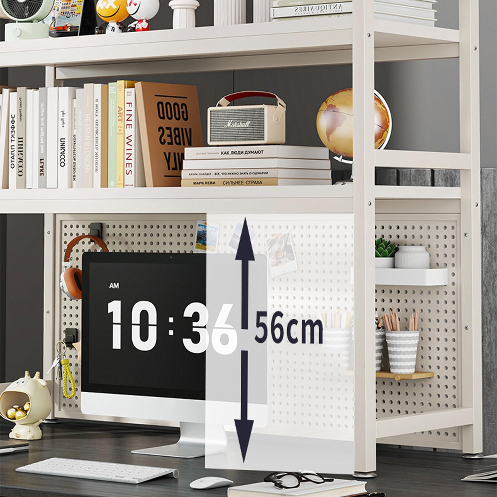 Libreria da scrivania in metallo, organizer per ufficio e dormitorio, con scomparti multipli e design moderno