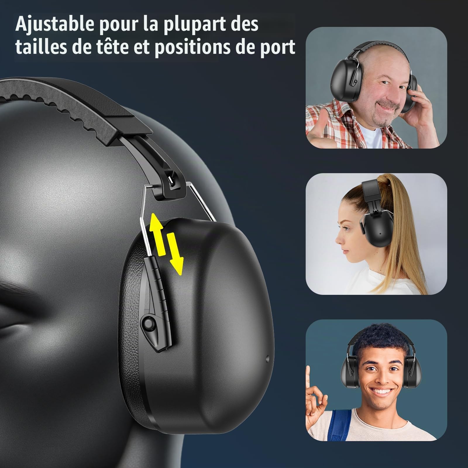 ProCase 2 Casque Anti Bruit Adulte Adolescent, Casque Antibruit Pliable Réglable Confortable, avec Une Atténuation de SNR 32dB, Serre-tête Souple pour Milieu Bruyant ou Stressant