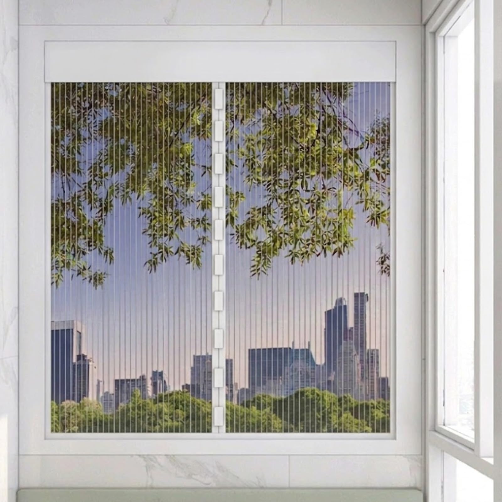 KING KONG MESH Magnetic Window Screen, Cat Scratch Resistant Easy Install No Drill Mesh Curtain for Bedroom Kitchen Caravan Temporary Seasonal Use, Washable Reusable(White,110x110cm)
