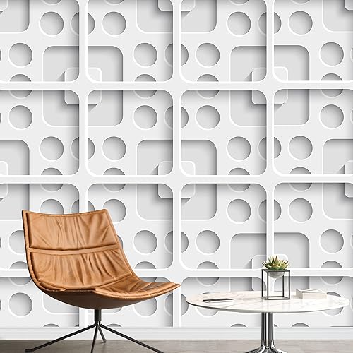 SIGNFORD Adhesivo de pared extraĂblemural geomĂ©trico de mediados de siglo, patrĂłn de cĂrculo cuadrado, formas abstractas, arte digital, minimalista, SIGNFORD Adhesivo de pared extraĂblemural geomĂ©trico de mediados de siglo, patrĂłn de cĂrculo cuadrado, formas abstractas, arte digital, minimalista,