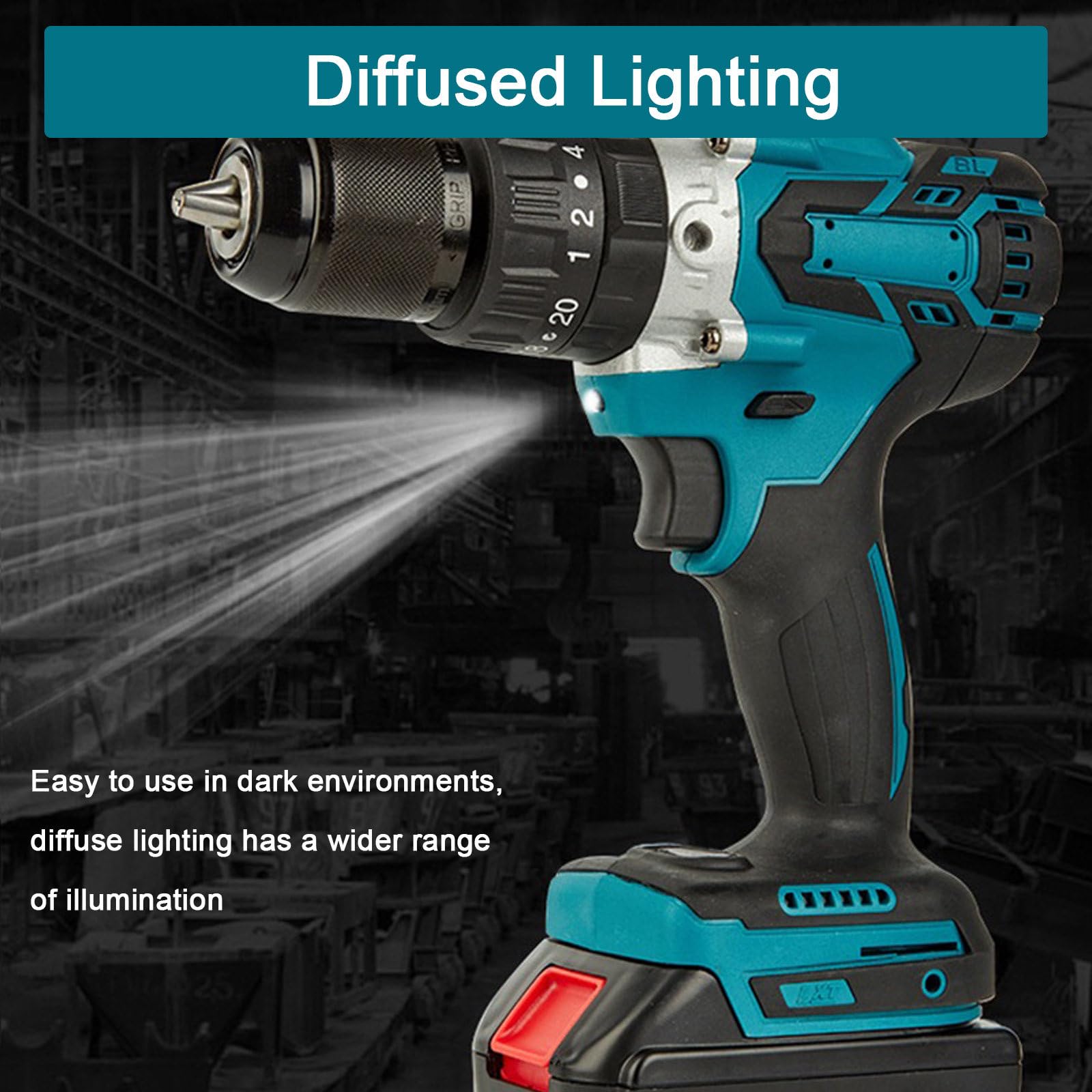 Taladro Atornillador Inalámbrico,Taladro Eléctrico Par 25+1,Luz Trabajo LED 2 Velocidades Variables,Batería 1500 mAh con Un Par De Guantes,Caja Herramientas
