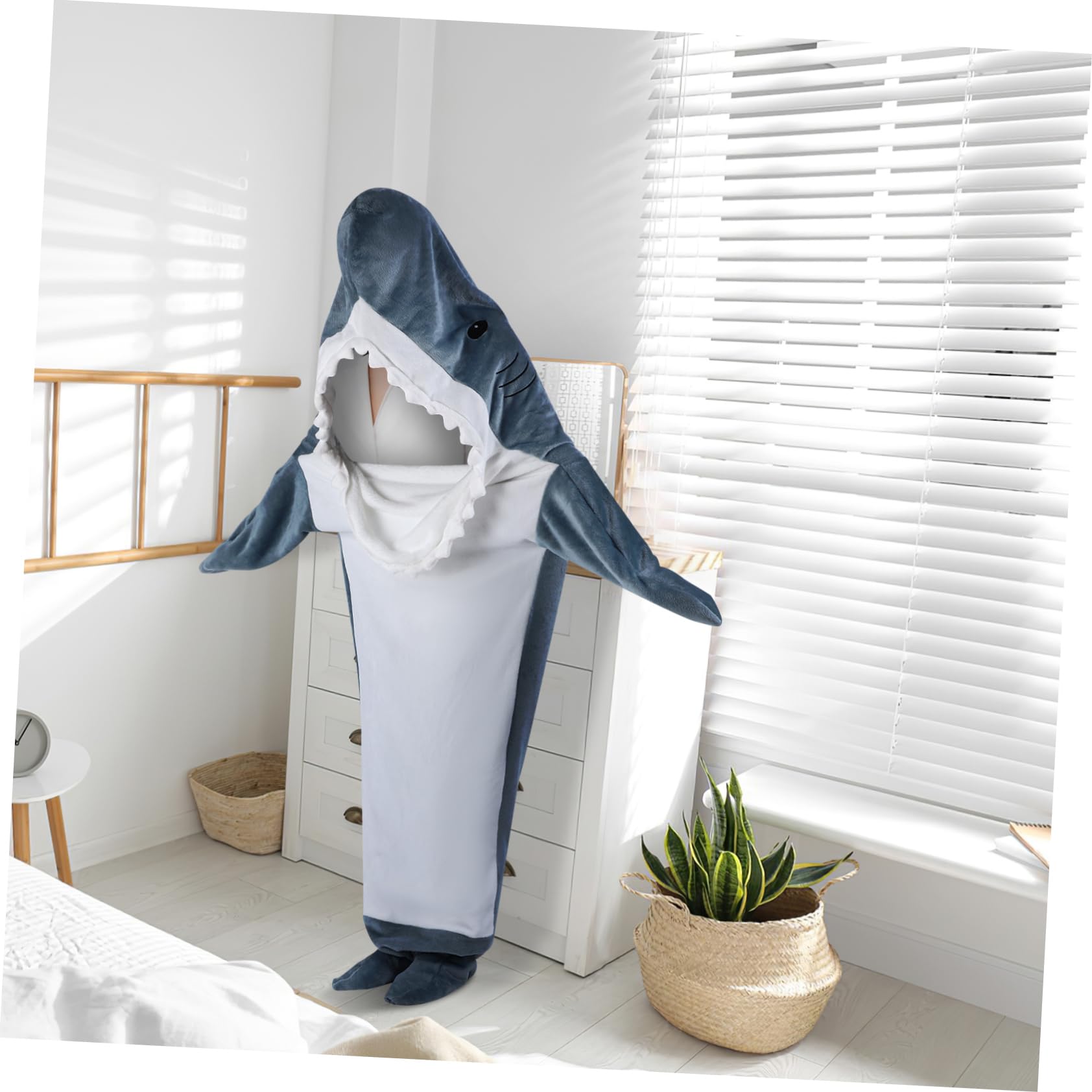 PRETYZOOM Shark Wearable Blanket Hoodie Flannel for Adults and Comfortable Loose Fit Detachable Shark Head Design Unique and Warm Winter Blanket for Cozy